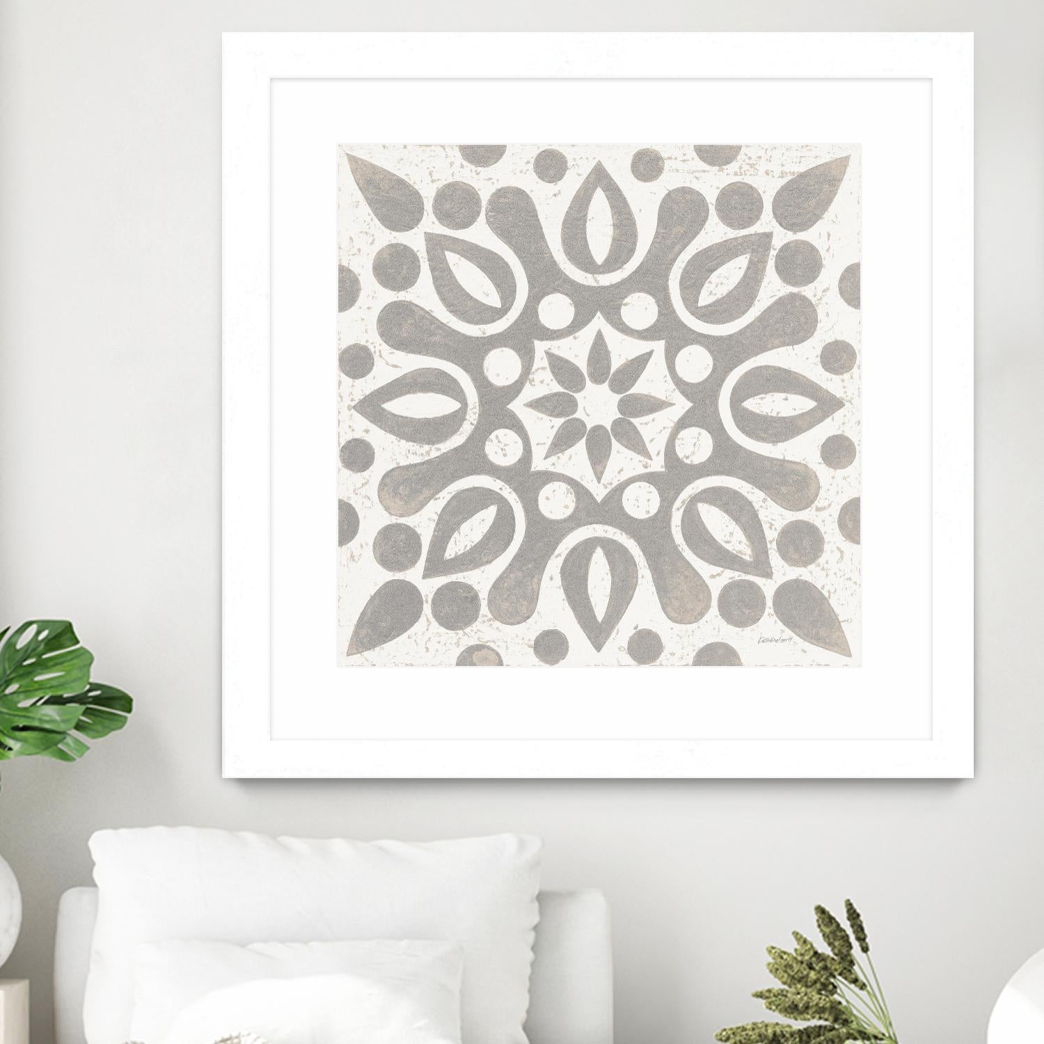 Winter Caravan Tile IV by Kathrine Lovell on GIANT ART - multi abstract cream