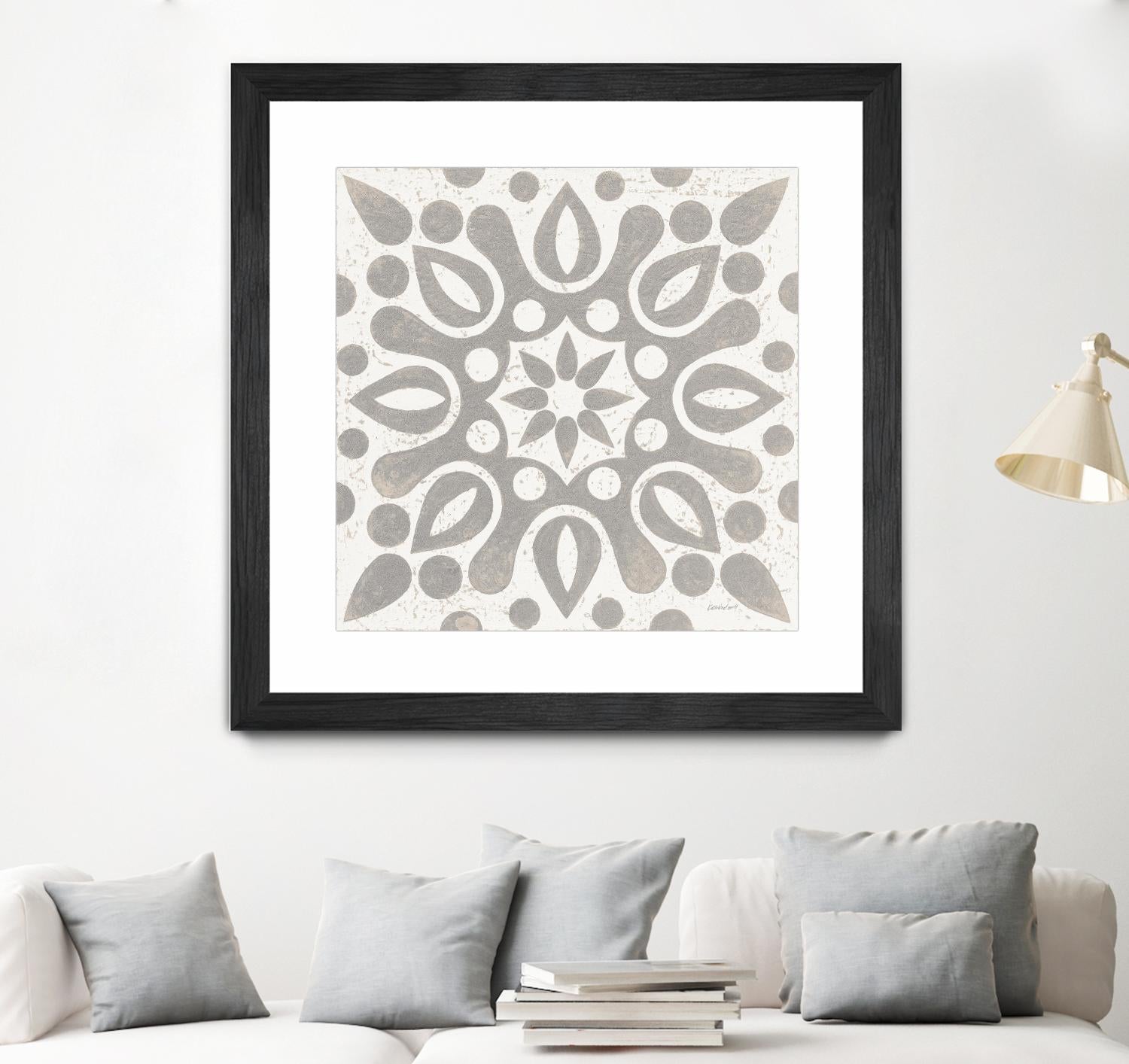 Winter Caravan Tile IV by Kathrine Lovell on GIANT ART - multi abstract cream