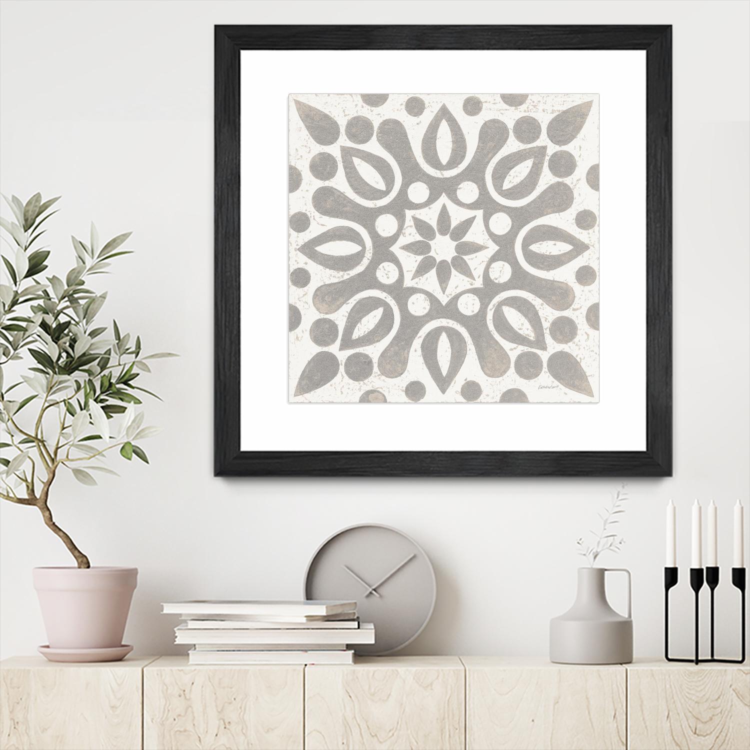 Winter Caravan Tile IV by Kathrine Lovell on GIANT ART - multi abstract cream