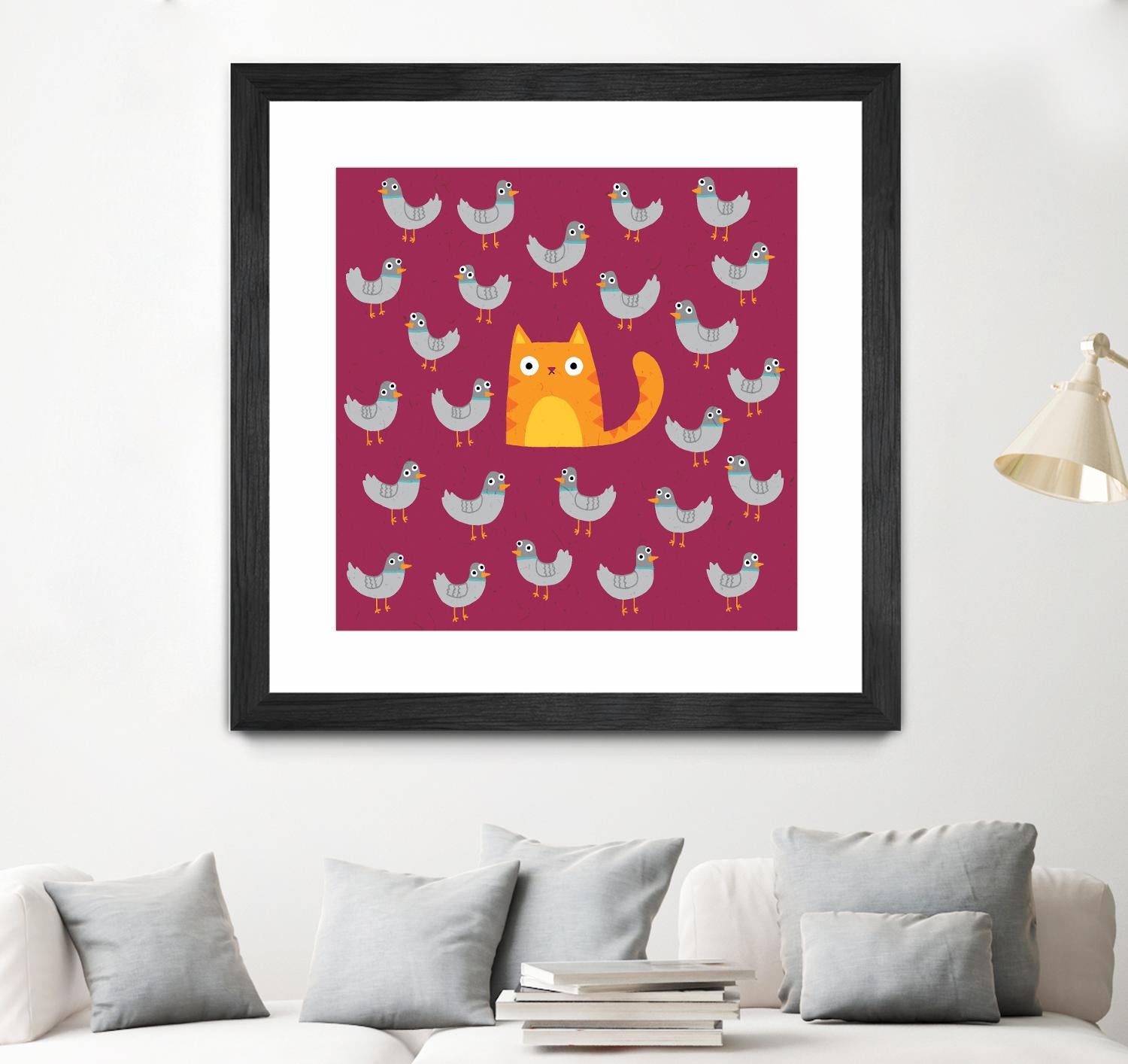 Cat amongst the Pigeons by Michael Buxton on GIANT ART - multicolor urban/pop surrealism; animals; contemporary