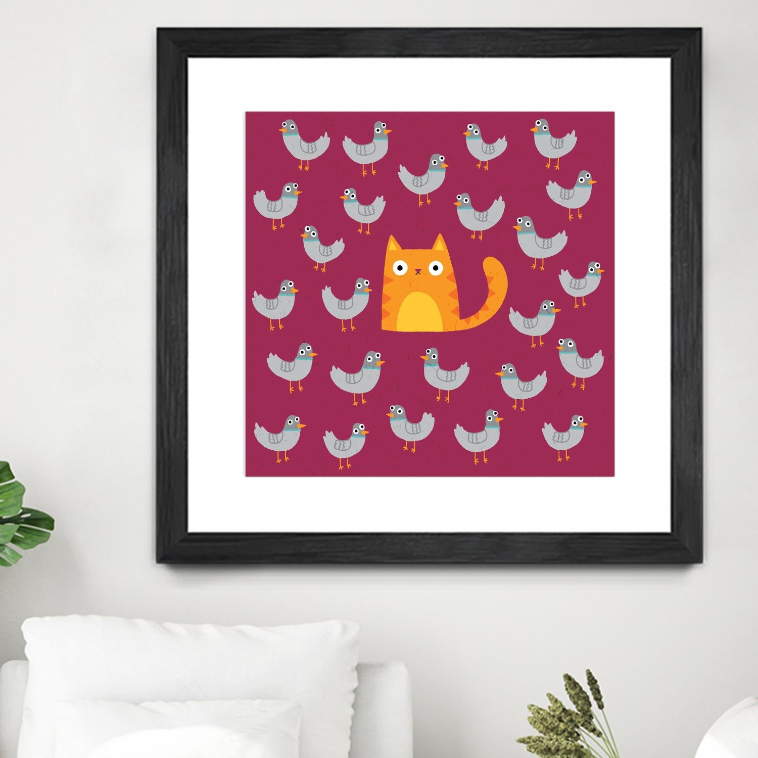 Cat amongst the Pigeons by Michael Buxton on GIANT ART - multicolor urban/pop surrealism; animals; contemporary