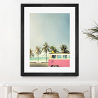 Surf Bus Pink by Design Fabrikken on GIANT ART - multi coastal, landscapes, photography, beaches, cars, ocean, palm trees, surfing, tropical, transportation