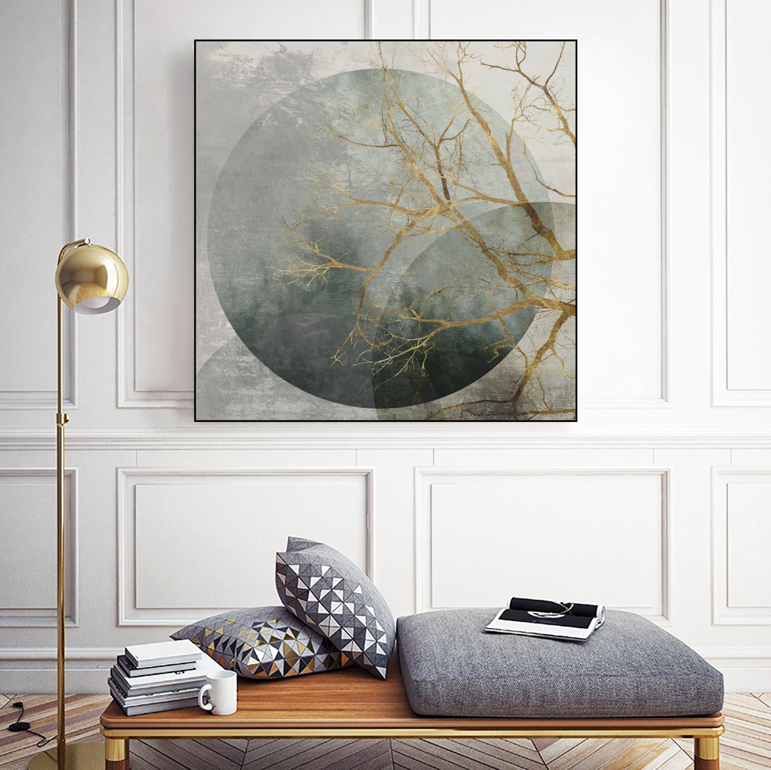 Mid Night II by Eva Watts on GIANT ART - gold trees