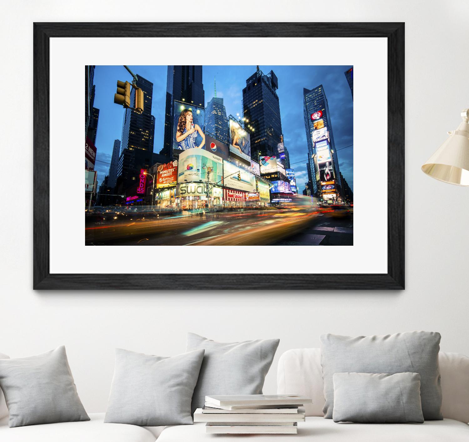 Times Square Rays of Light  III by Guilliame Gaudet on GIANT ART - black city scene