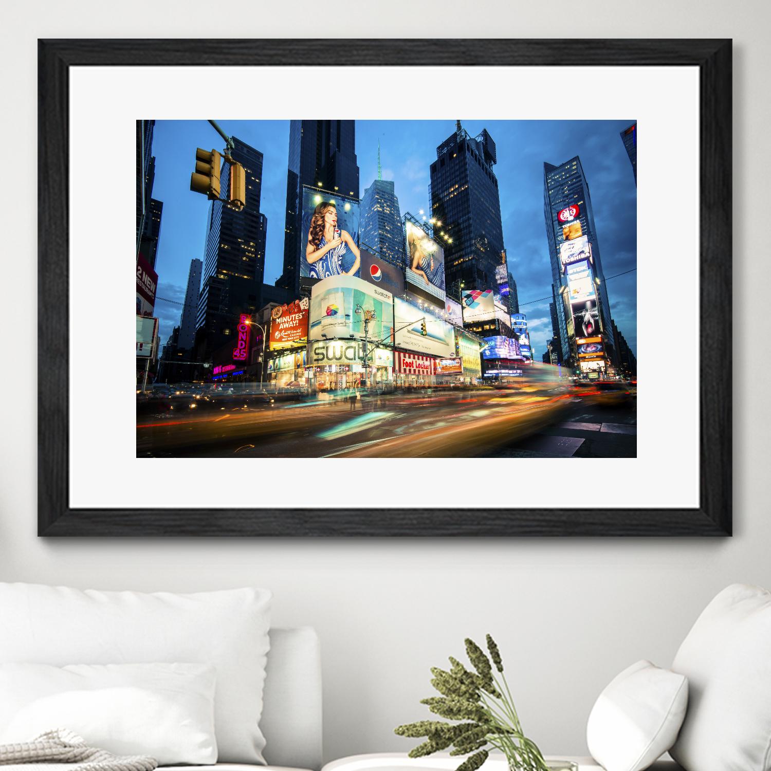 Times Square Rays of Light  III by Guilliame Gaudet on GIANT ART - black city scene