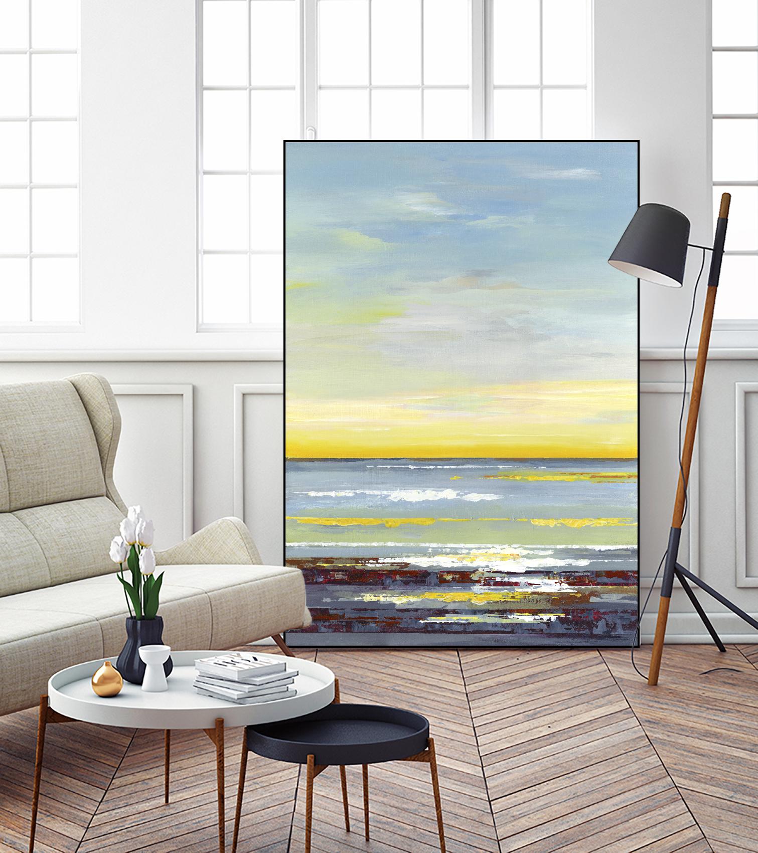 Gold Horizon by Valeria Mravyan on GIANT ART - blue abstract
