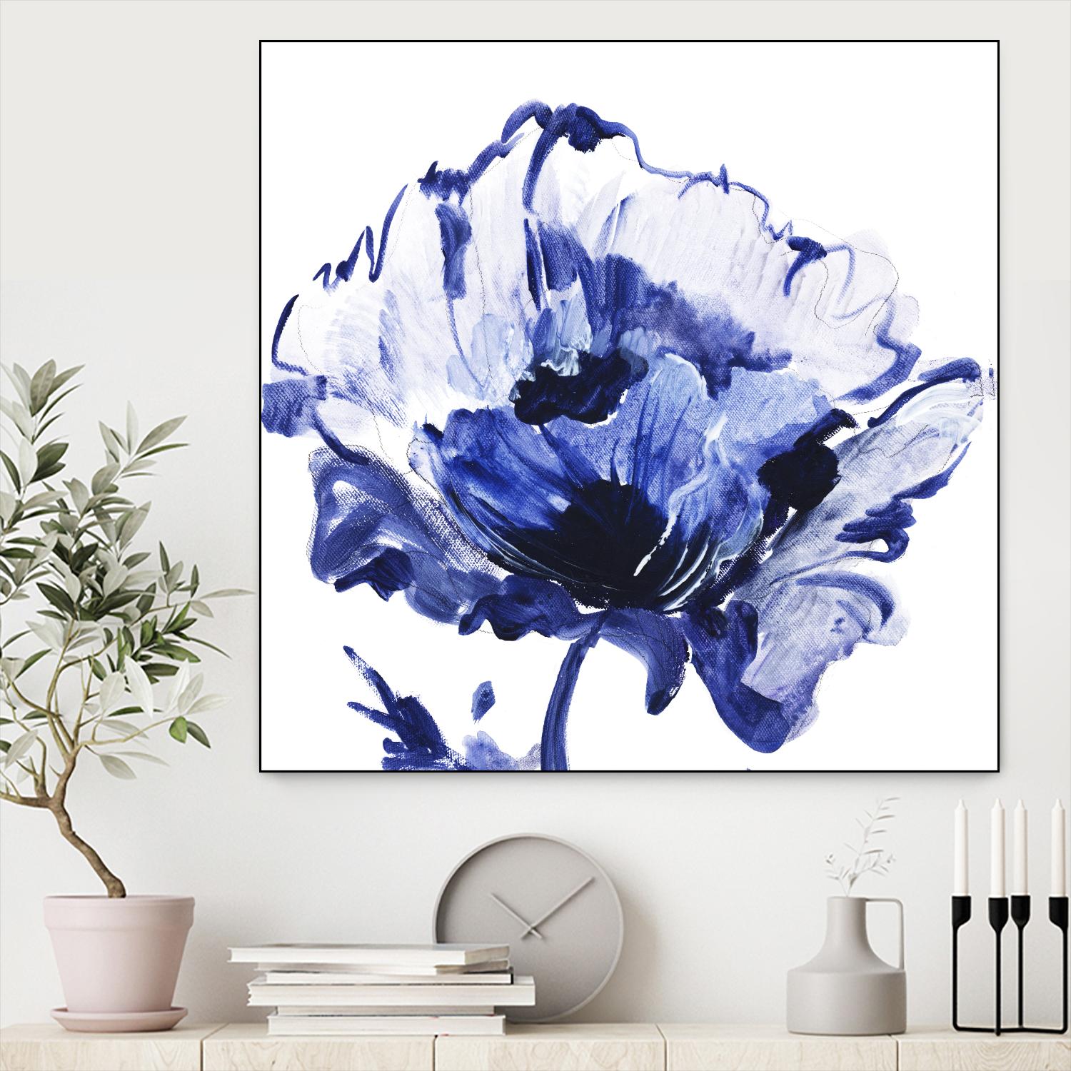 Indigo Flower I by Valeria Mravyan on GIANT ART - white floral