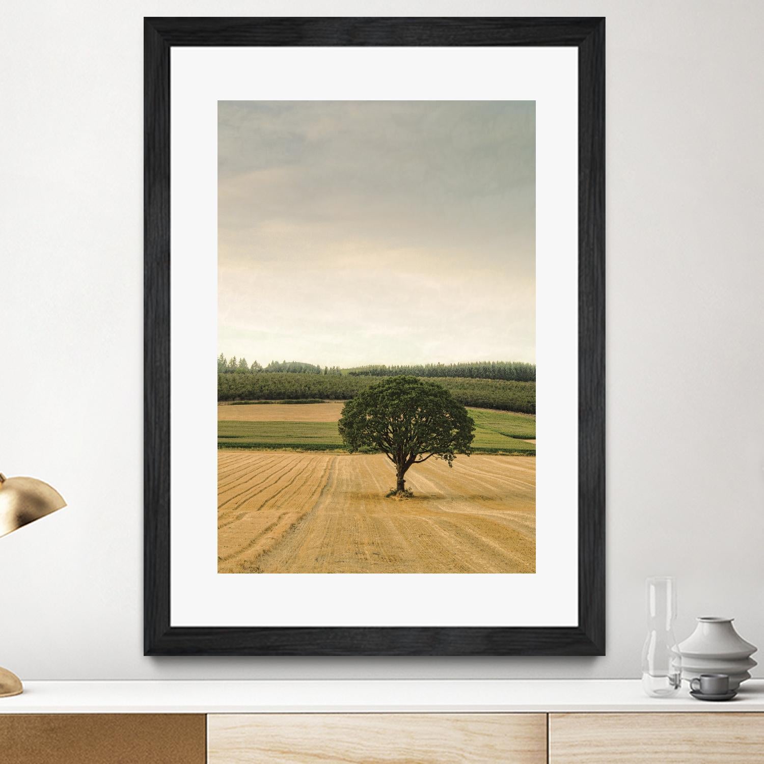 Lone Tree in an Autumn Field by Don Schwartz on GIANT ART - blue trees