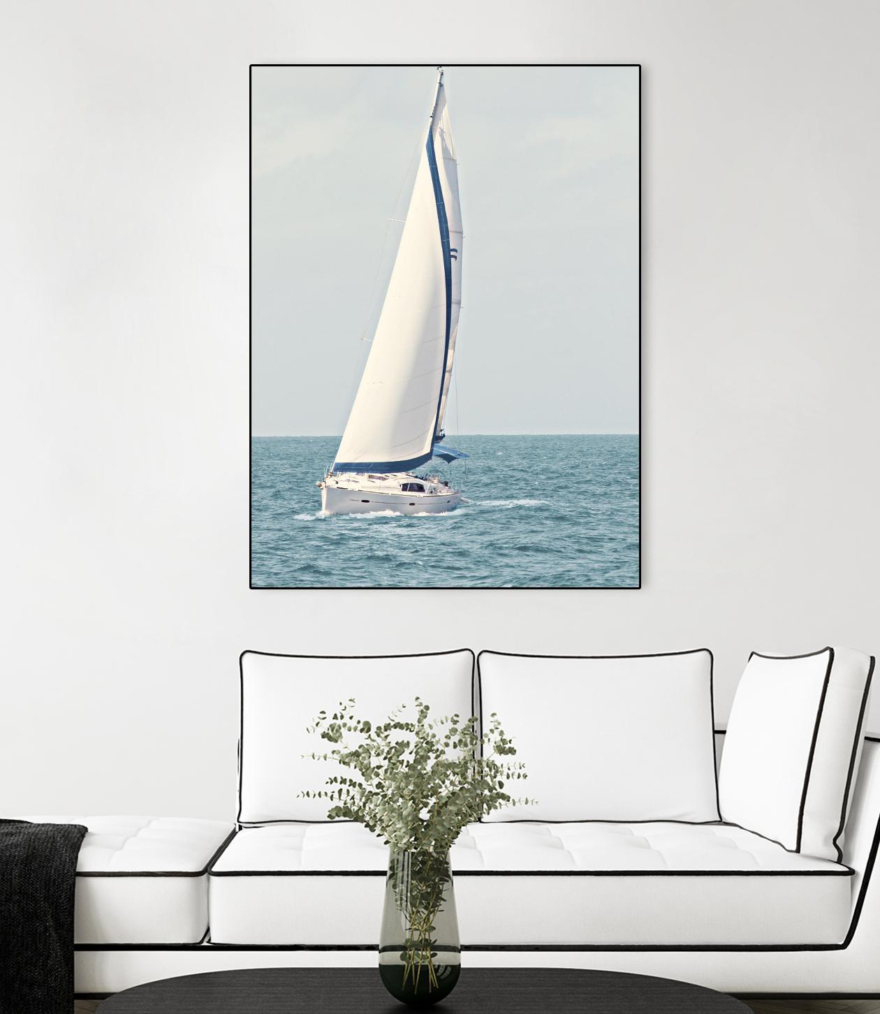 Sailboat In The Ocean by Kathy Mansfield on GIANT ART - coastal 