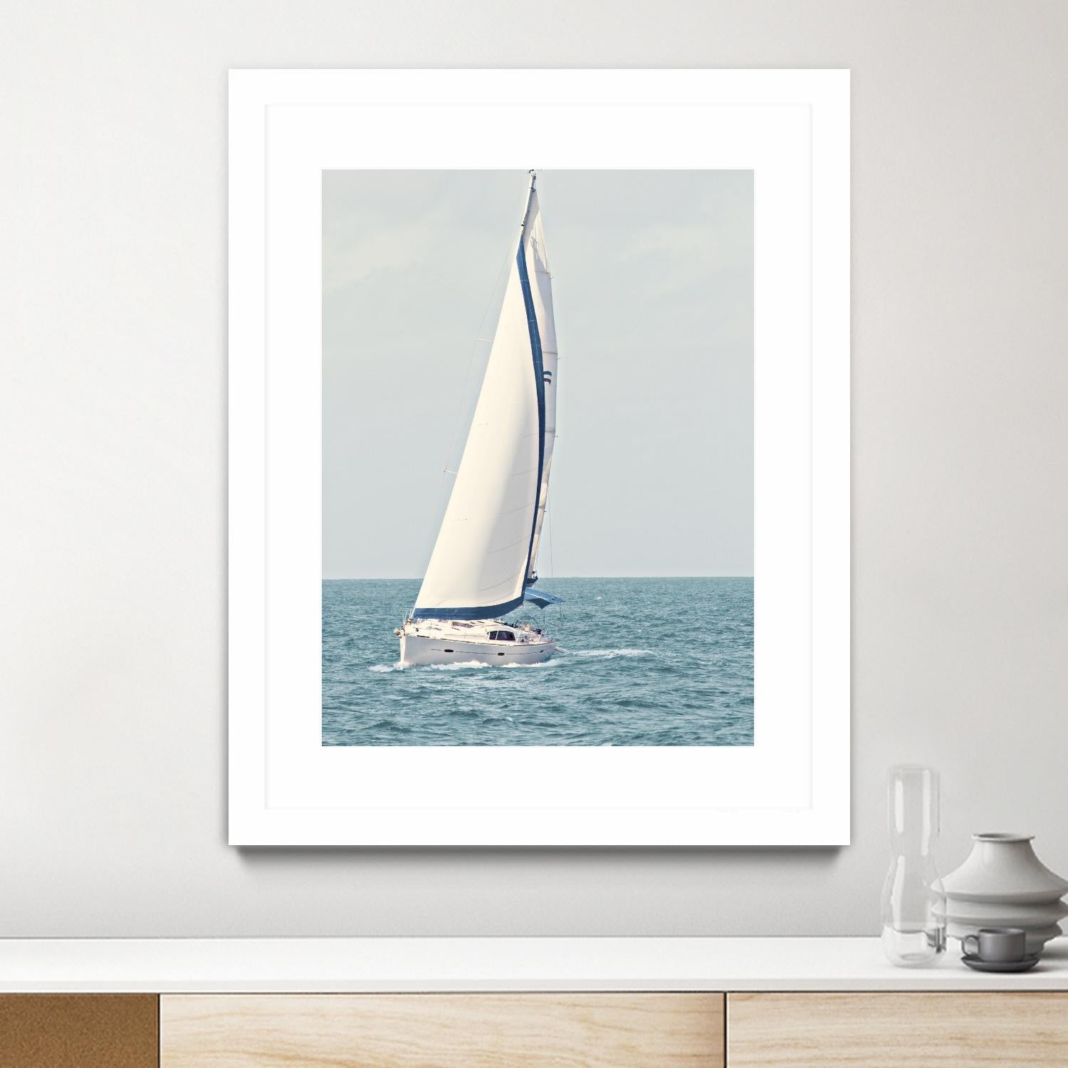 Sailboat In The Ocean by Kathy Mansfield on GIANT ART - coastal 