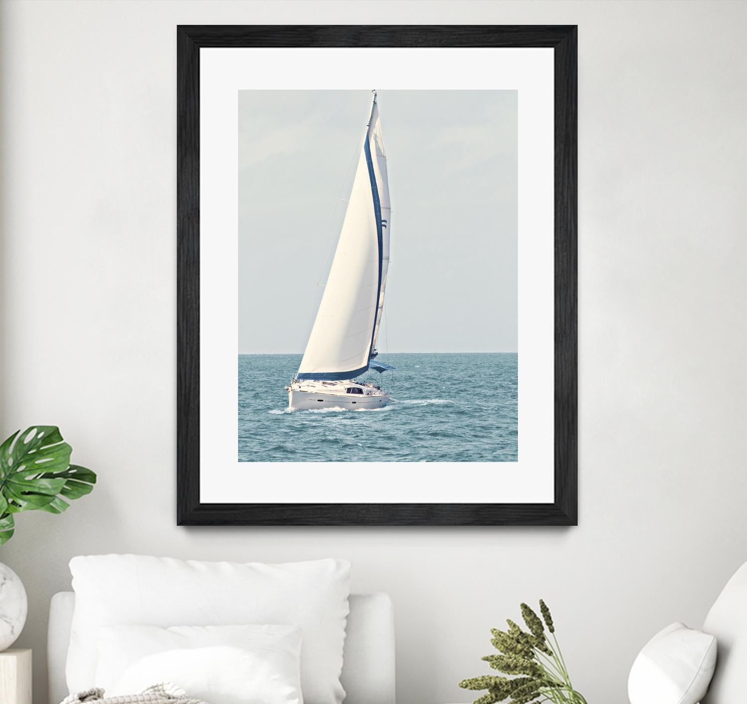 Sailboat In The Ocean by Kathy Mansfield on GIANT ART - coastal 