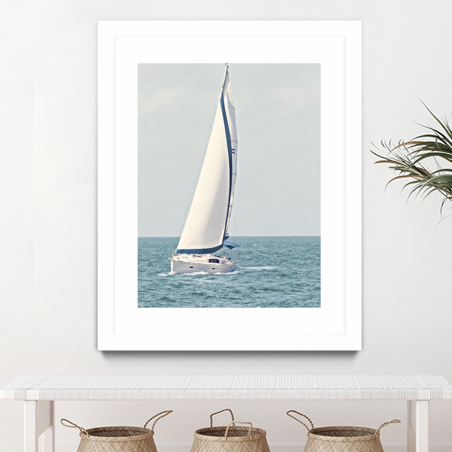 Sailboat In The Ocean by Kathy Mansfield on GIANT ART - coastal 