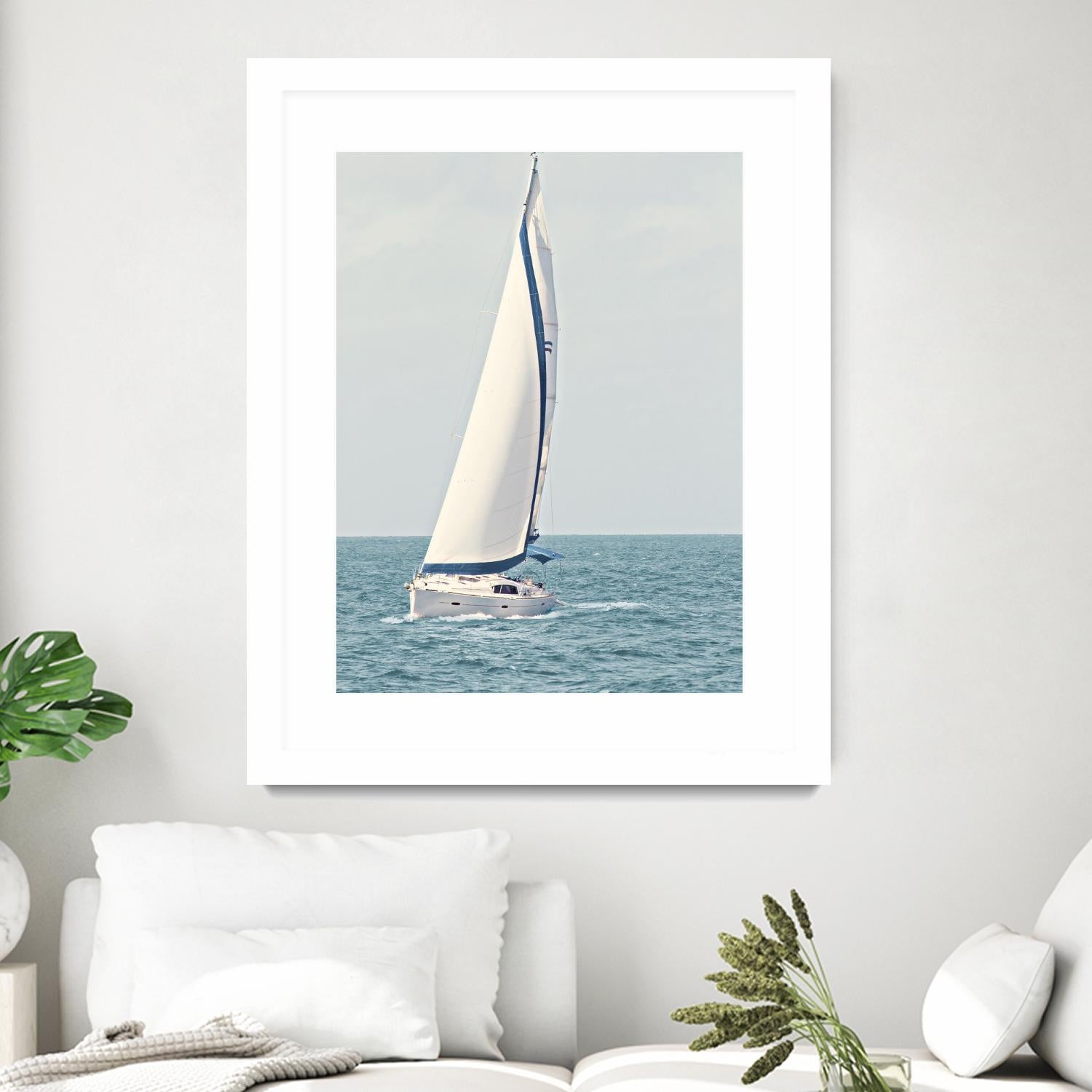 Sailboat In The Ocean by Kathy Mansfield on GIANT ART - coastal 