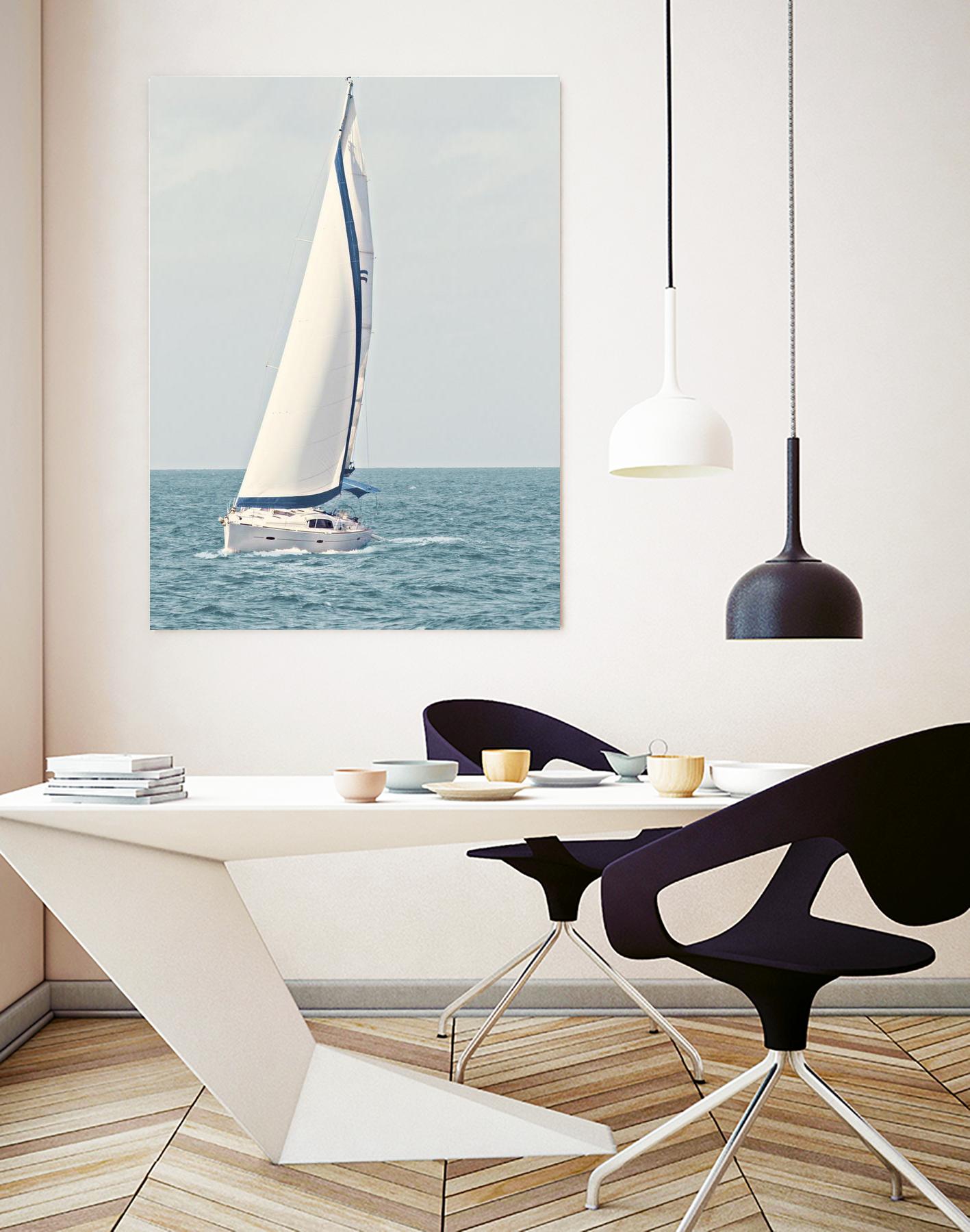 Sailboat In The Ocean by Kathy Mansfield on GIANT ART - coastal 