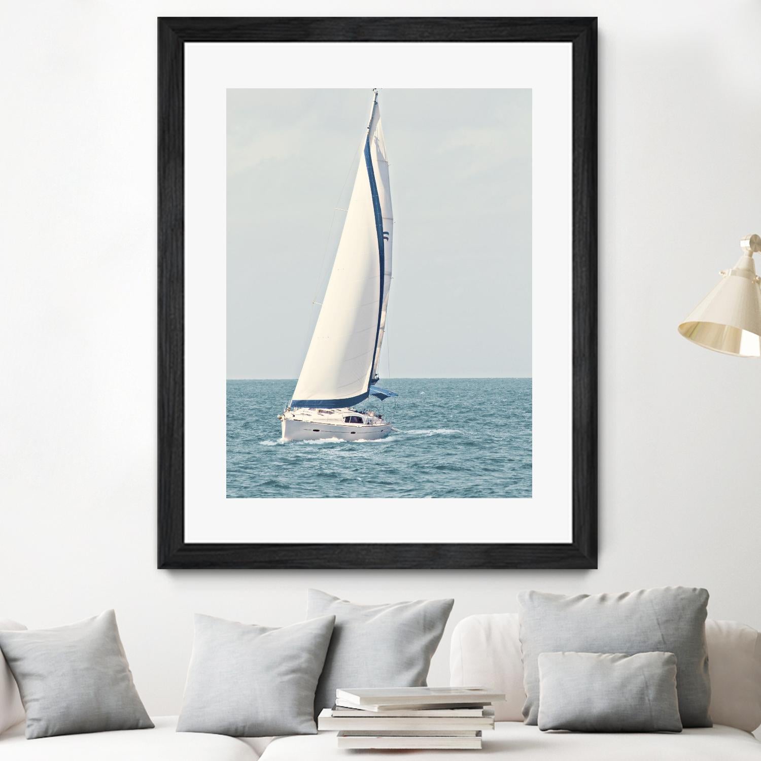 Sailboat In The Ocean by Kathy Mansfield on GIANT ART - coastal 