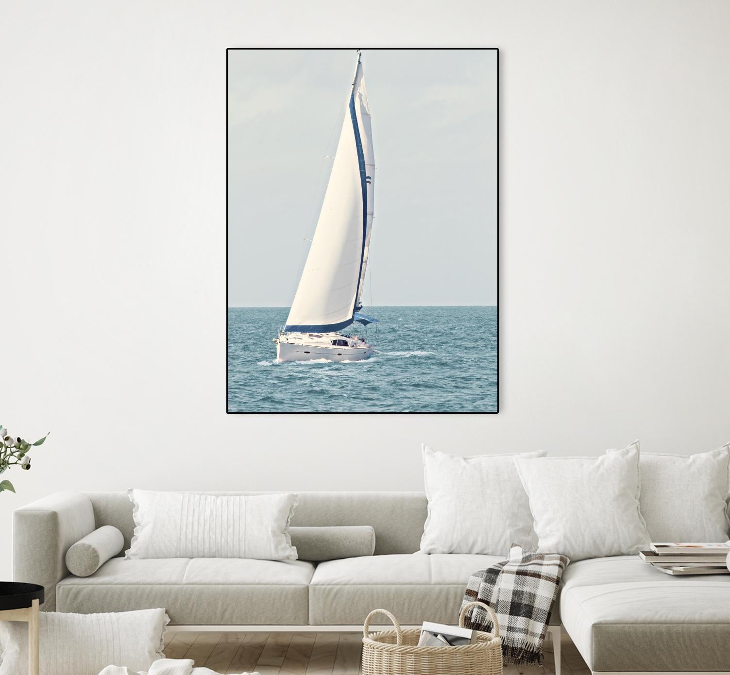 Sailboat In The Ocean by Kathy Mansfield on GIANT ART - coastal 