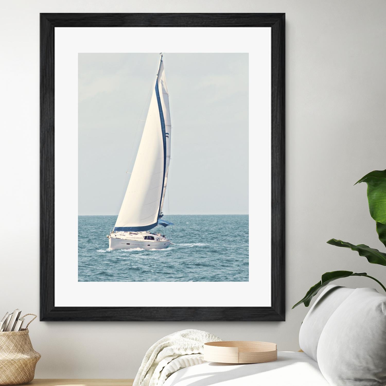 Sailboat In The Ocean by Kathy Mansfield on GIANT ART - coastal 