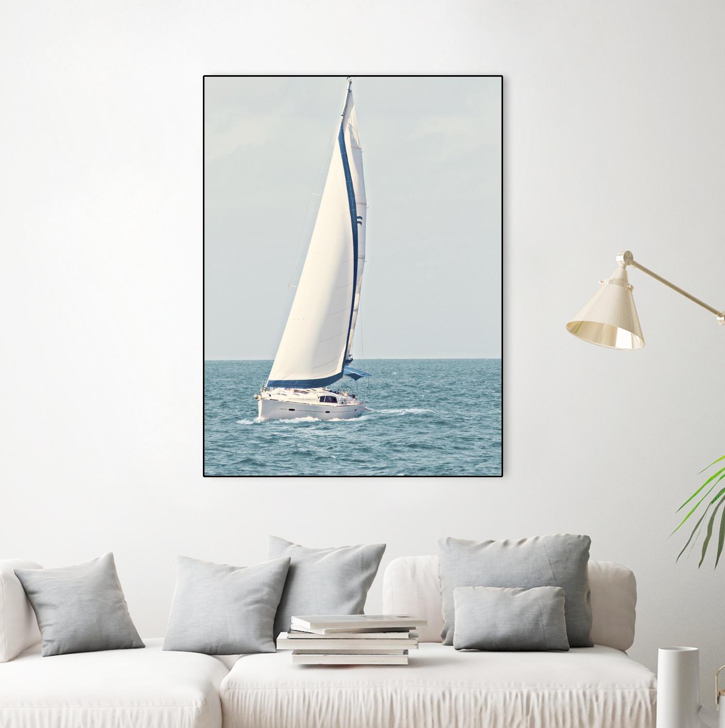 Sailboat In The Ocean by Kathy Mansfield on GIANT ART - coastal 