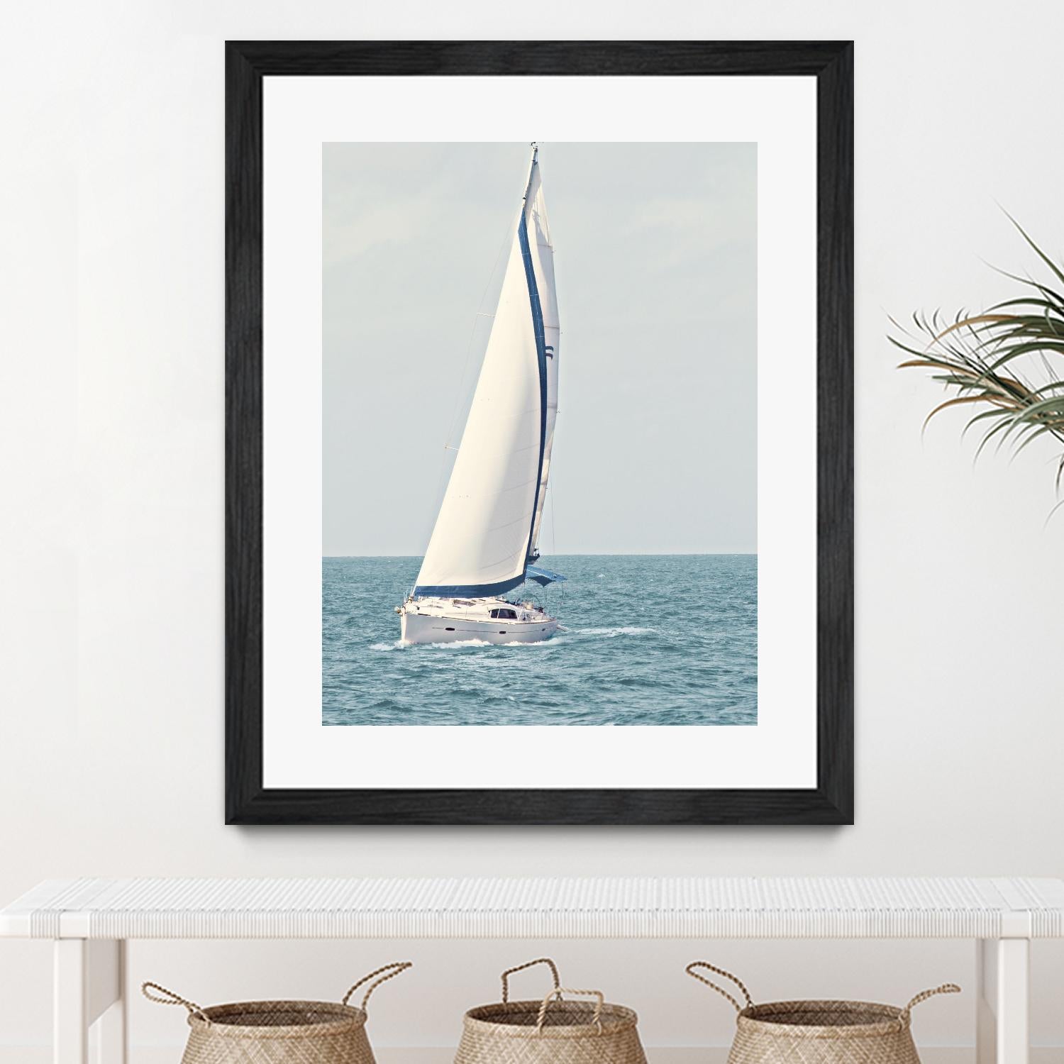 Sailboat In The Ocean by Kathy Mansfield on GIANT ART - coastal 