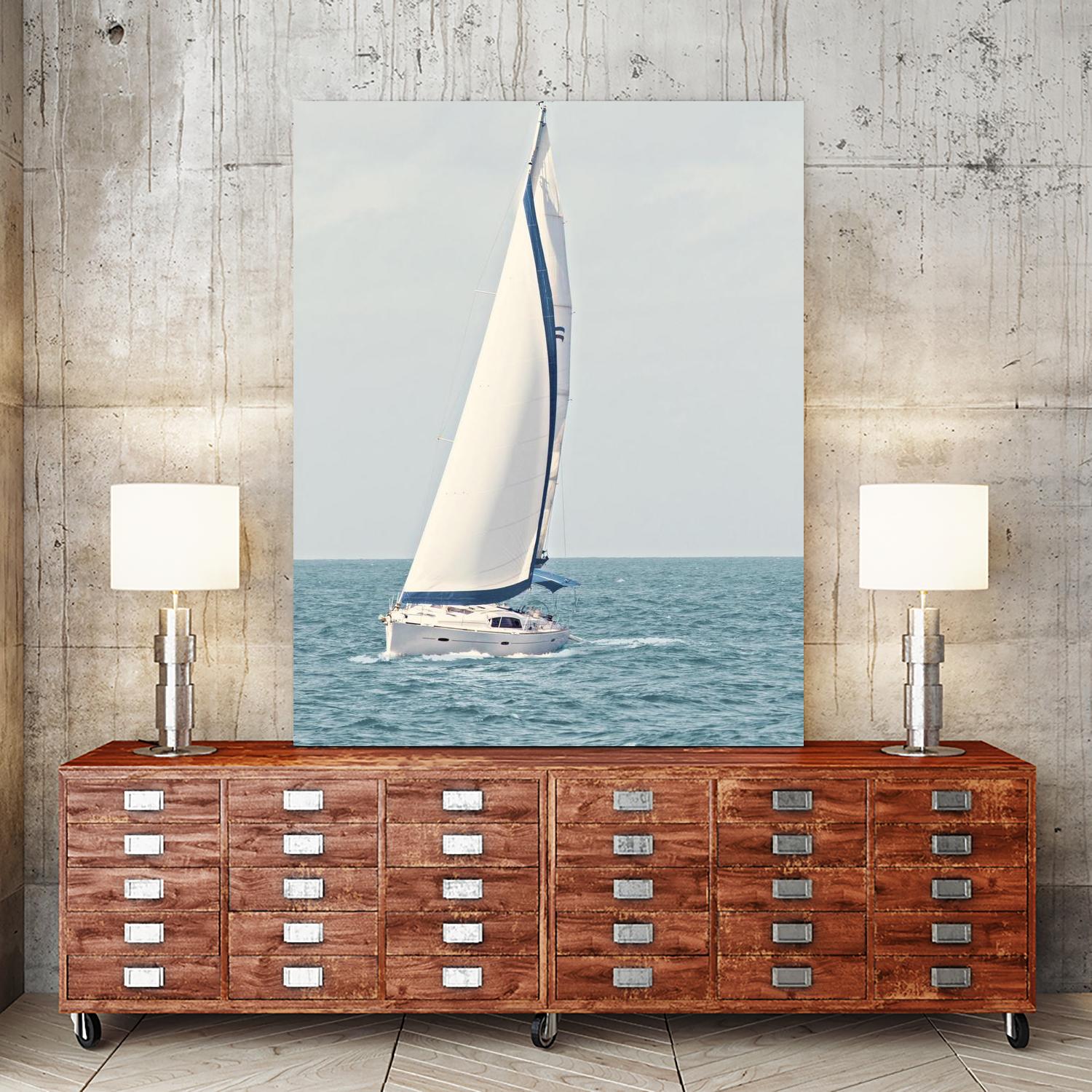 Sailboat In The Ocean by Kathy Mansfield on GIANT ART - coastal 