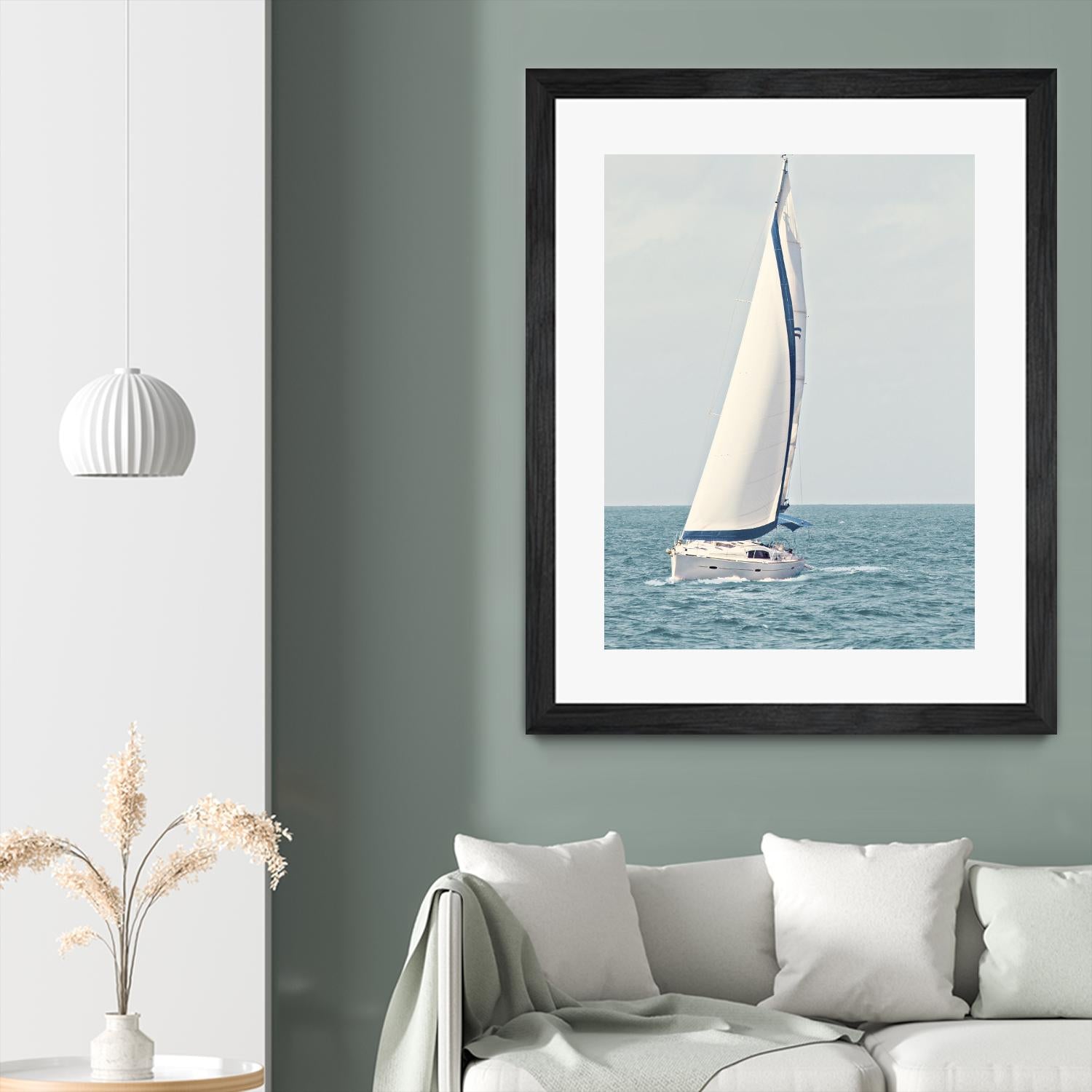 Sailboat In The Ocean by Kathy Mansfield on GIANT ART - coastal 