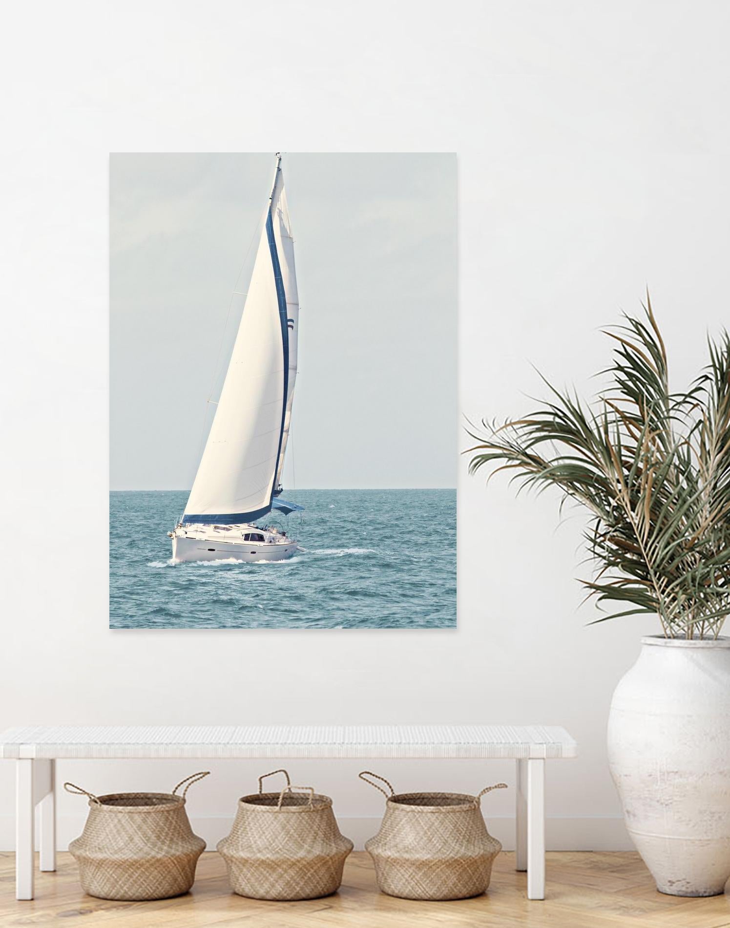 Sailboat In The Ocean by Kathy Mansfield on GIANT ART - coastal 