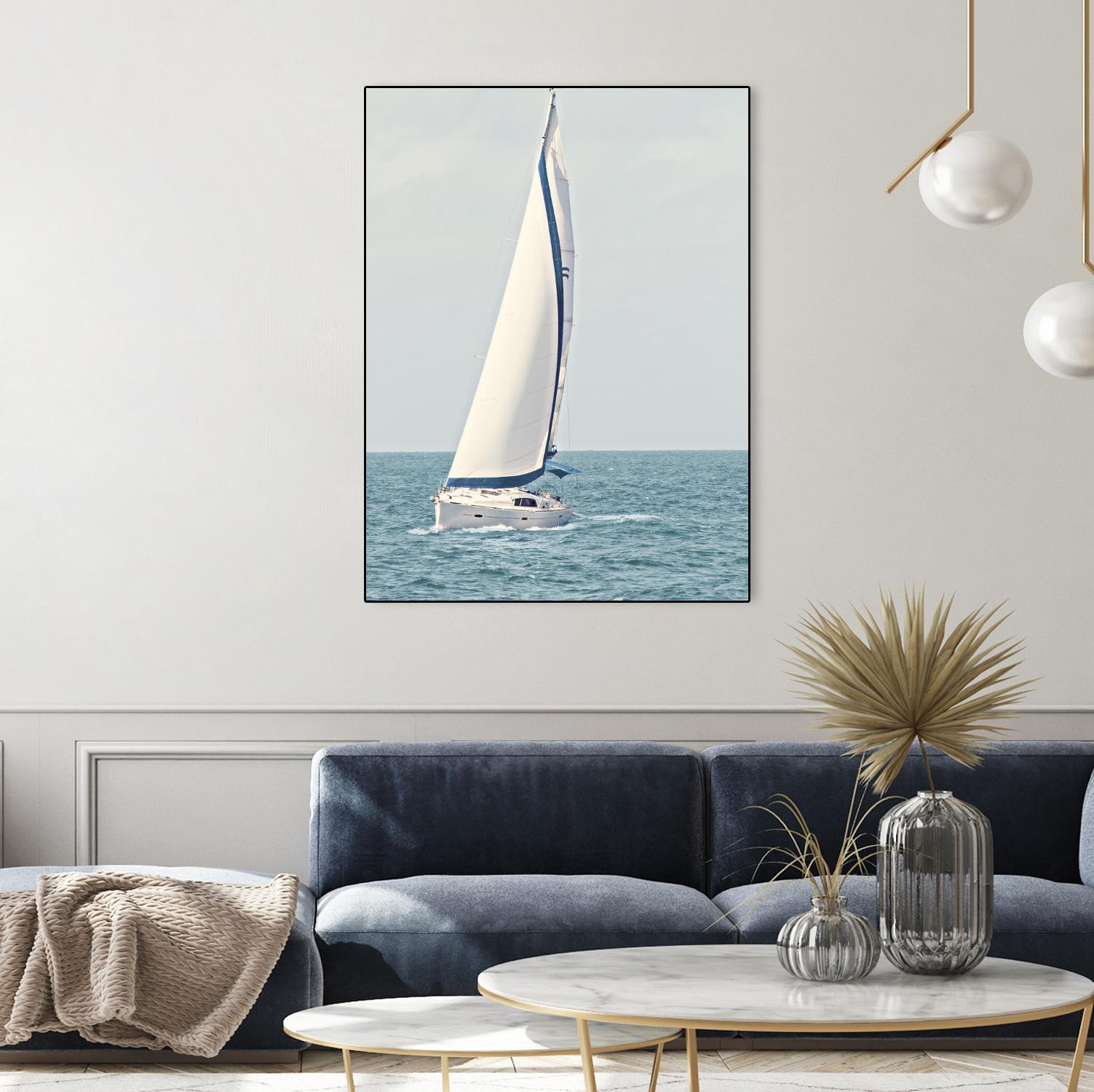 Sailboat In The Ocean by Kathy Mansfield on GIANT ART - coastal 
