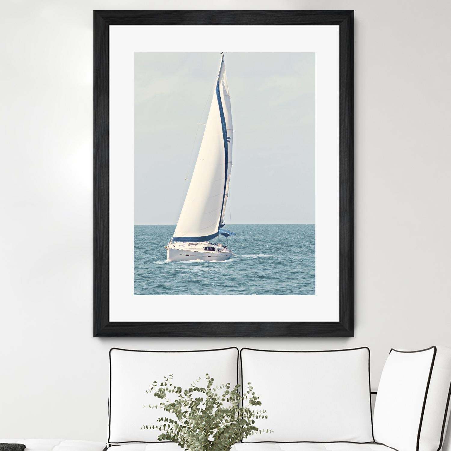 Sailboat In The Ocean by Kathy Mansfield on GIANT ART - coastal 