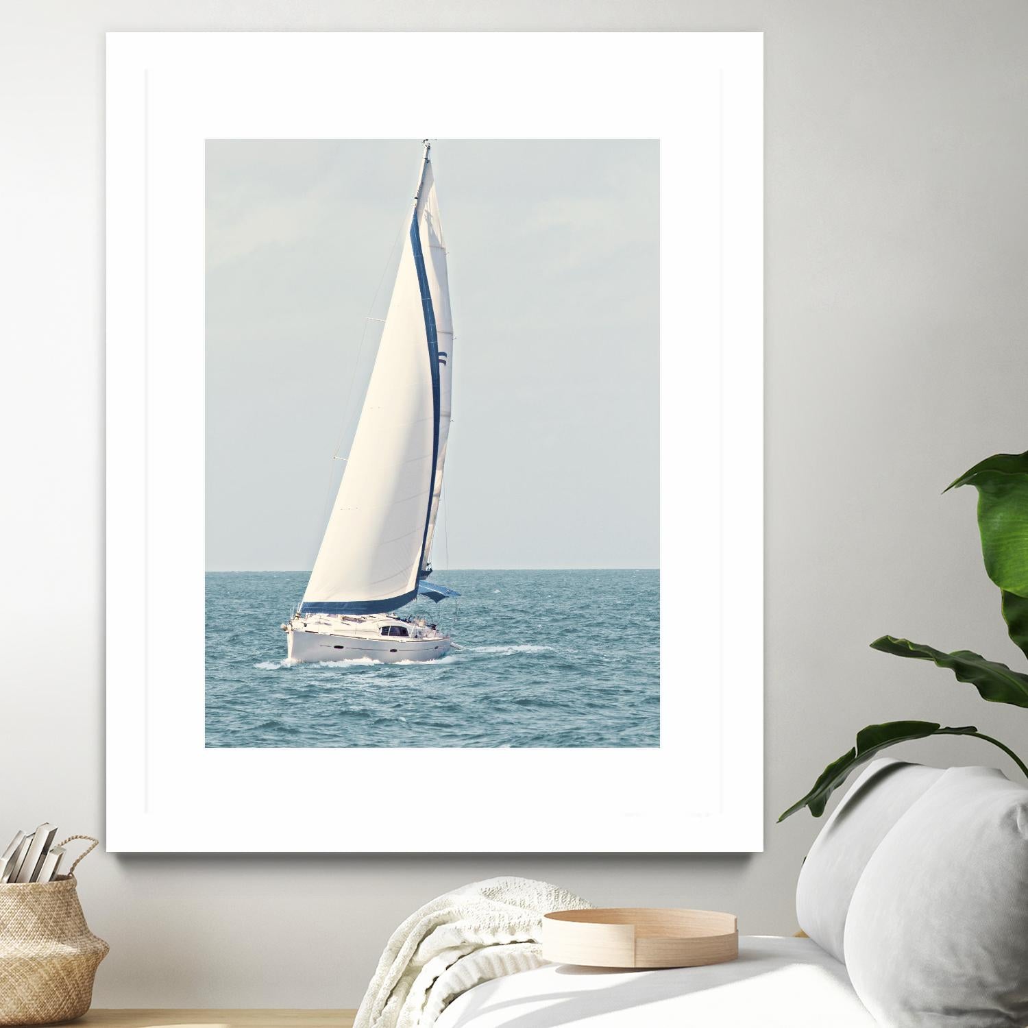 Sailboat In The Ocean by Kathy Mansfield on GIANT ART - coastal 