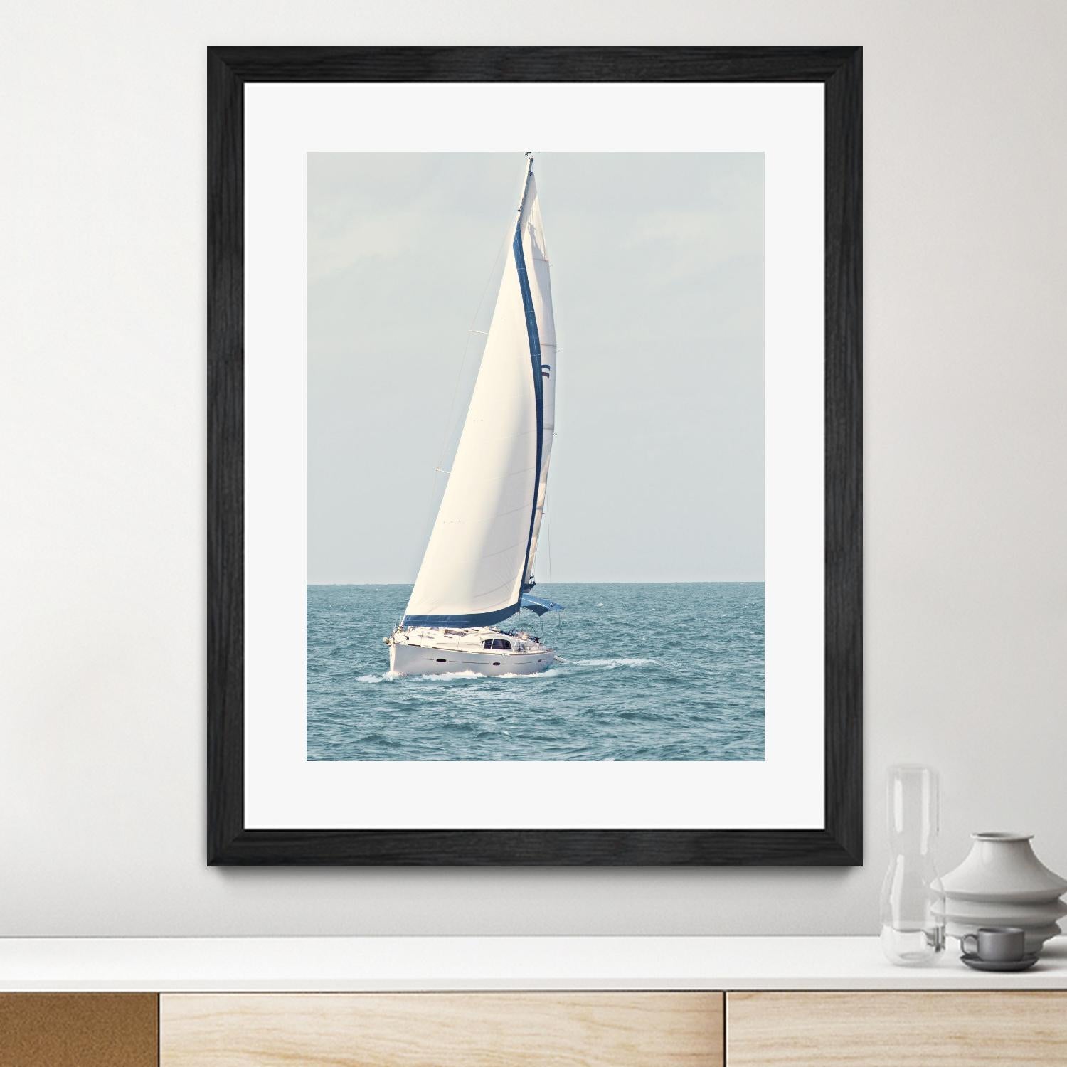 Sailboat In The Ocean by Kathy Mansfield on GIANT ART - coastal 
