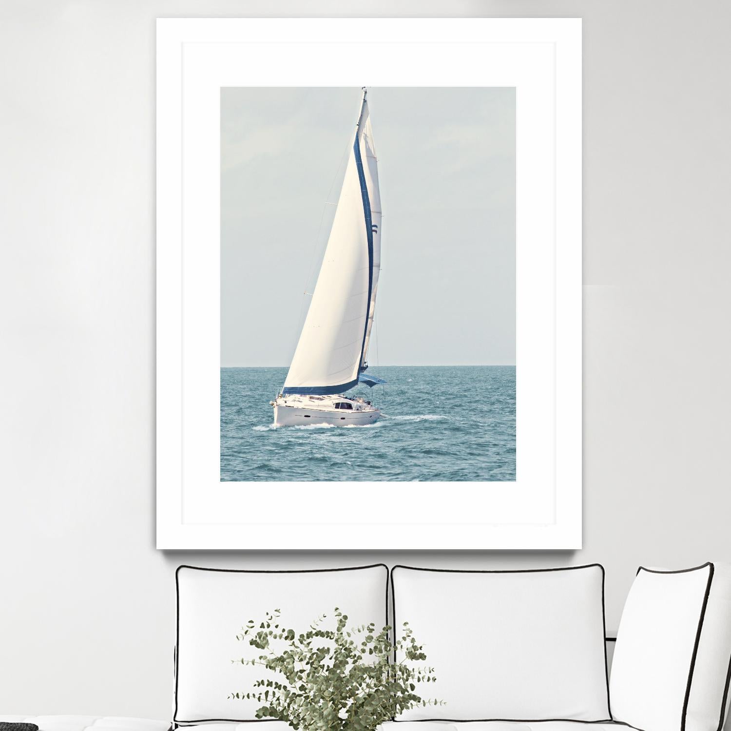 Sailboat In The Ocean by Kathy Mansfield on GIANT ART - coastal 