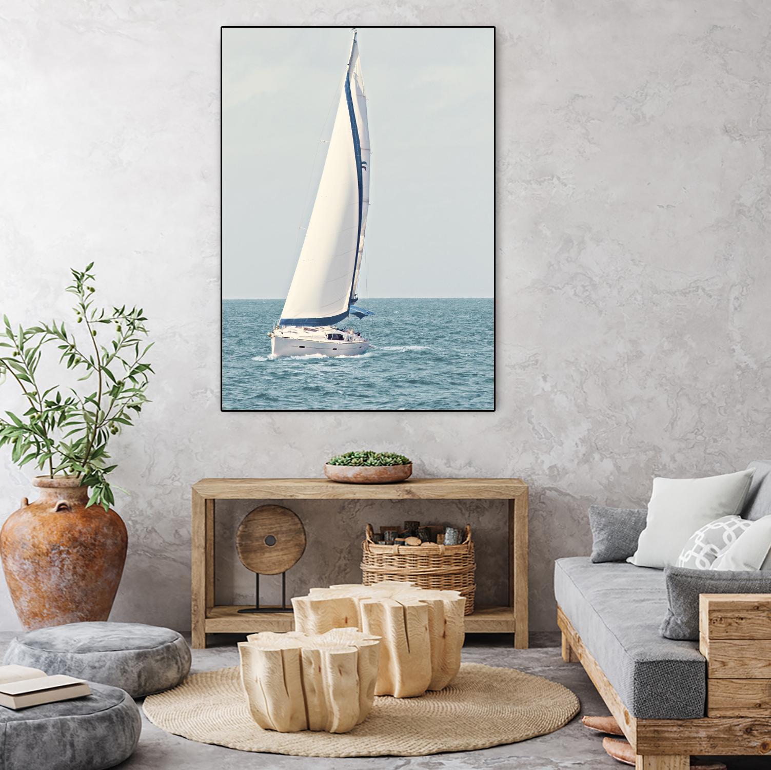 Sailboat In The Ocean by Kathy Mansfield on GIANT ART - coastal 