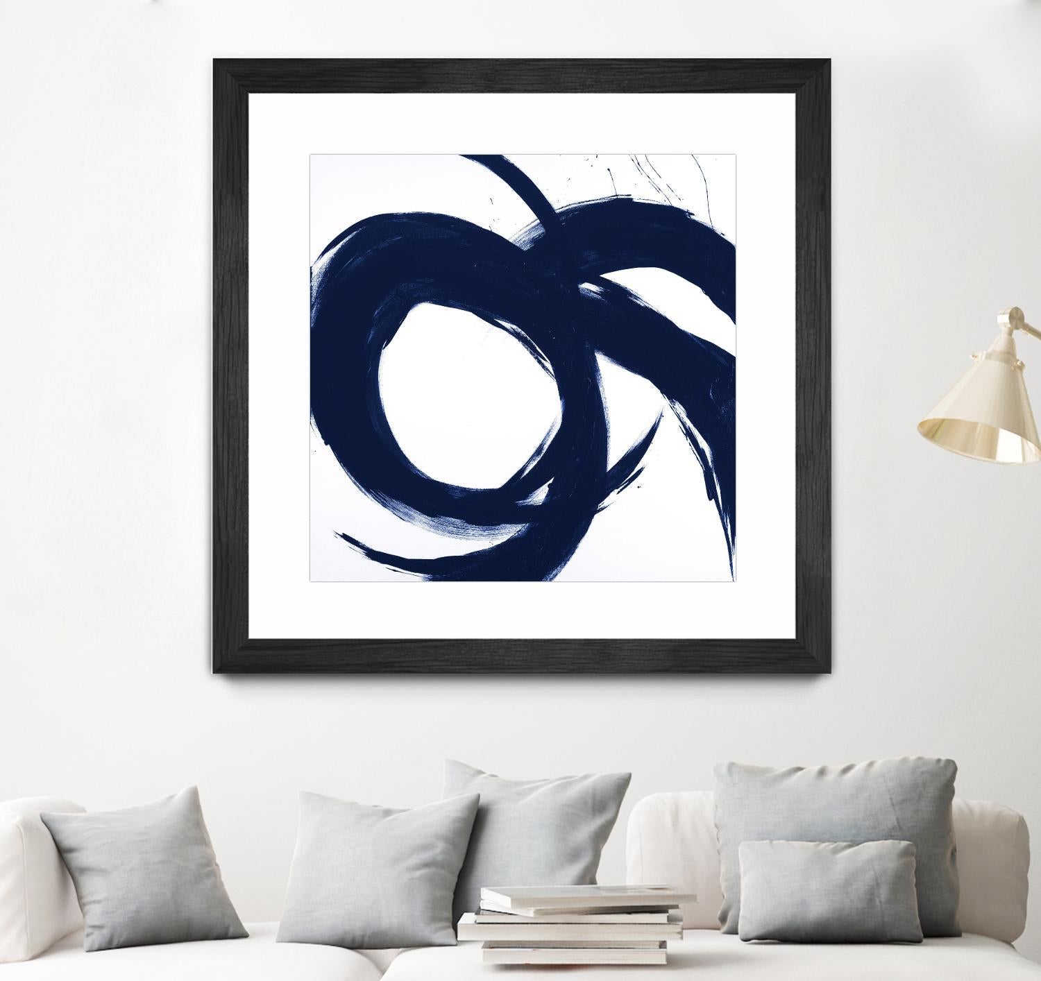 Navy Circular Strokes II by Megan Morris on GIANT ART - white black & white 