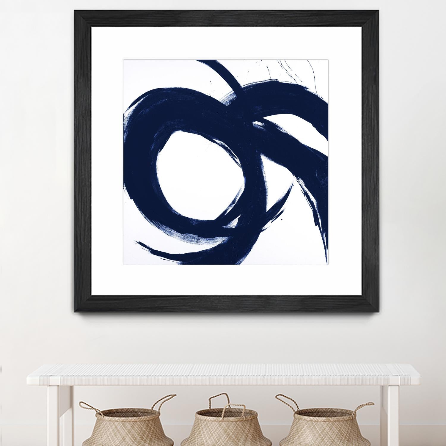 Navy Circular Strokes II by Megan Morris on GIANT ART - white black & white 