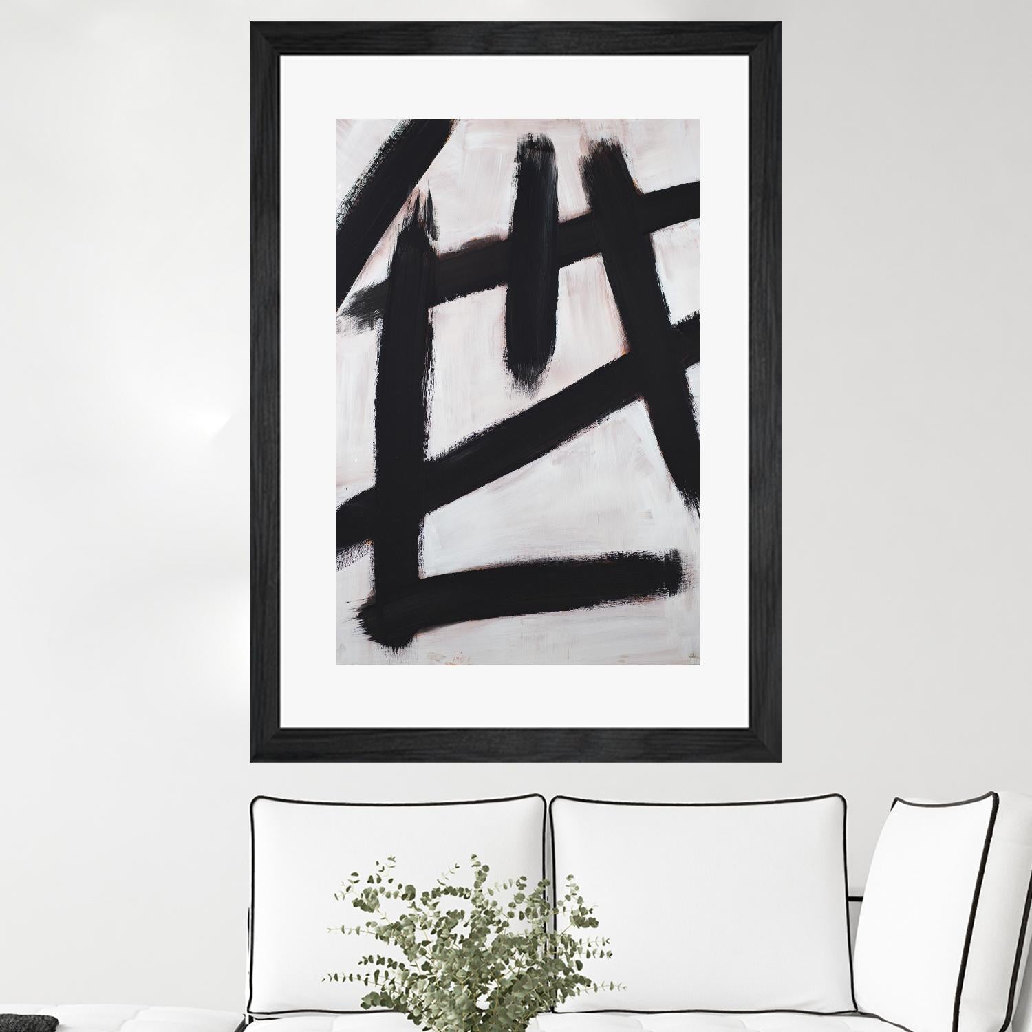 Ink Strokes by Walt Johnson on GIANT ART - black black & white 