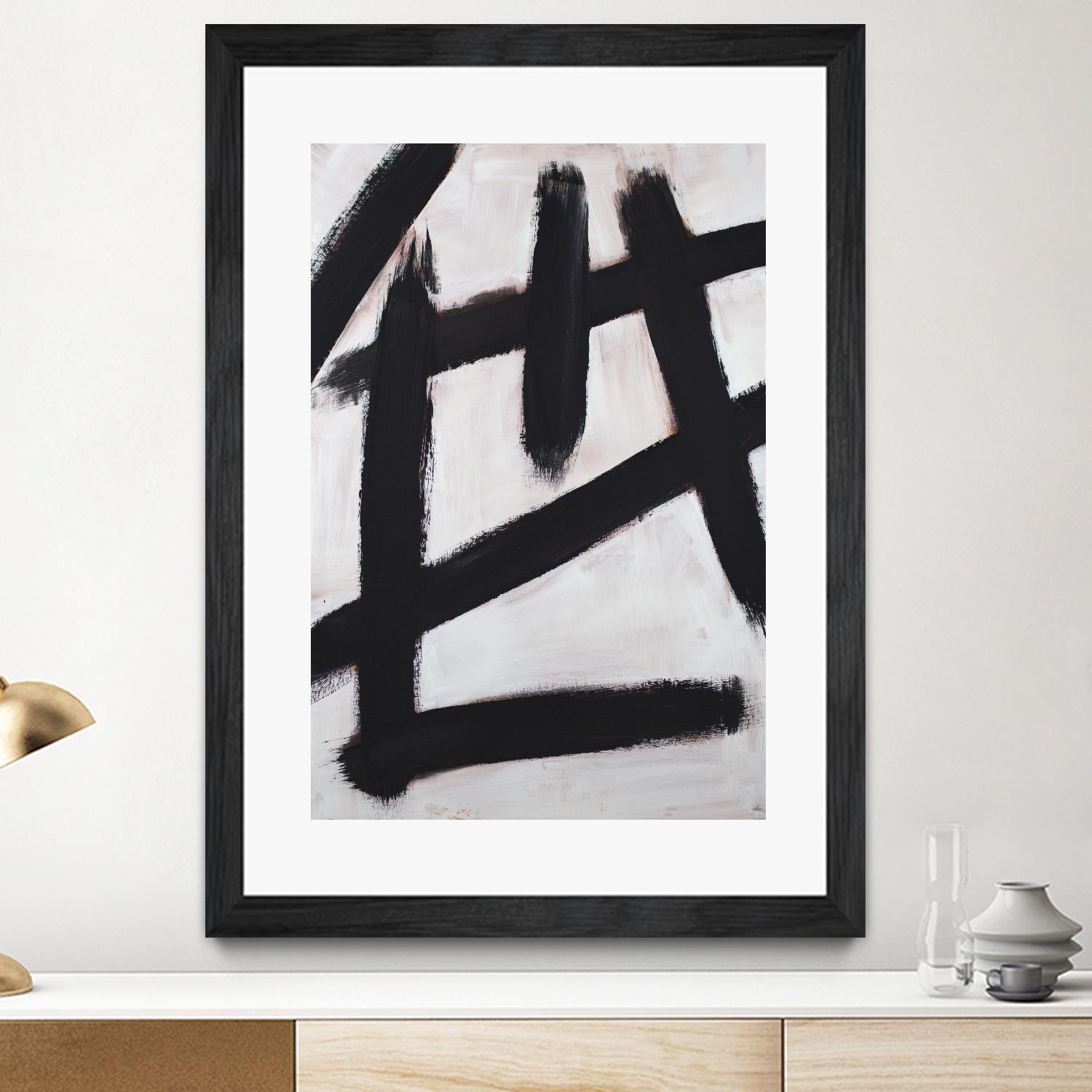 Ink Strokes by Walt Johnson on GIANT ART - black black & white 