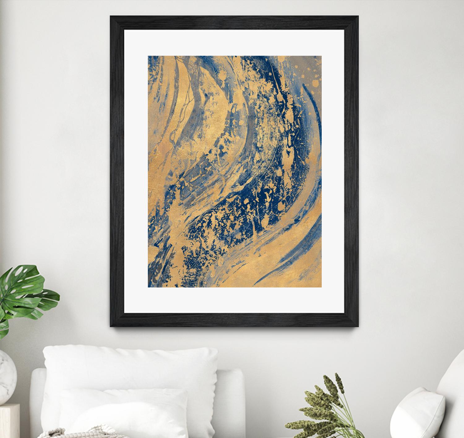 Blue And Gold Wave by Patricia Pinto on GIANT ART - abstract 