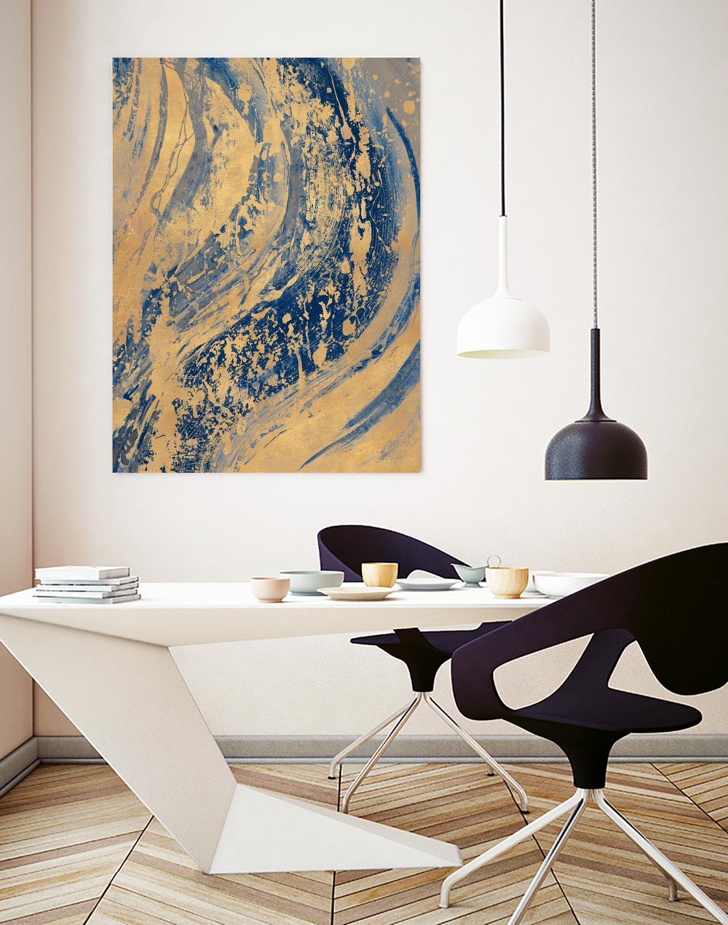 Blue And Gold Wave by Patricia Pinto on GIANT ART - abstract 