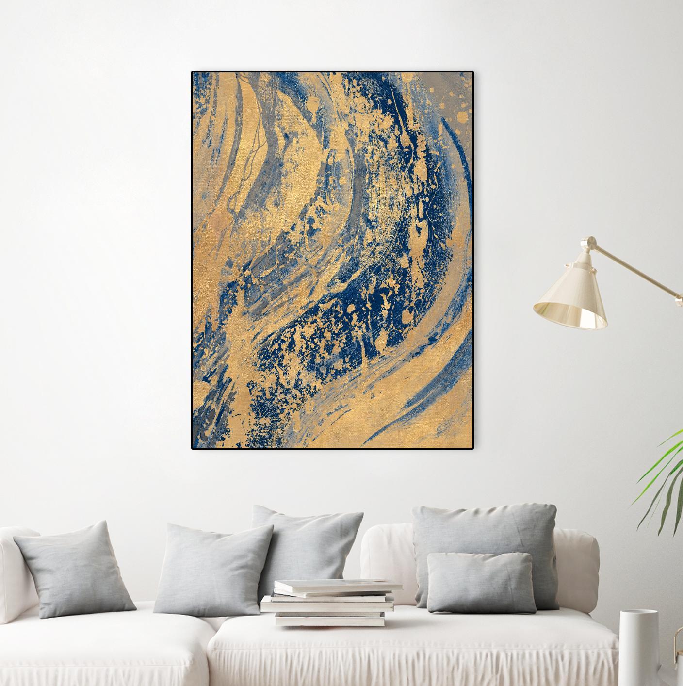Blue And Gold Wave by Patricia Pinto on GIANT ART - abstract 