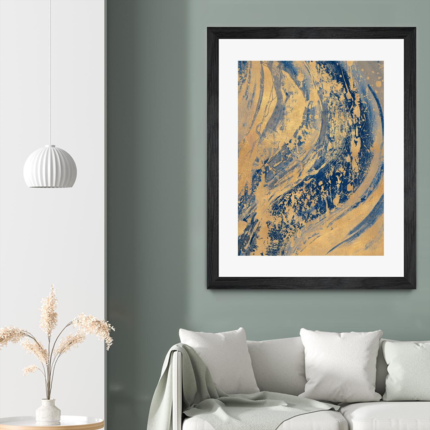 Blue And Gold Wave by Patricia Pinto on GIANT ART - abstract 