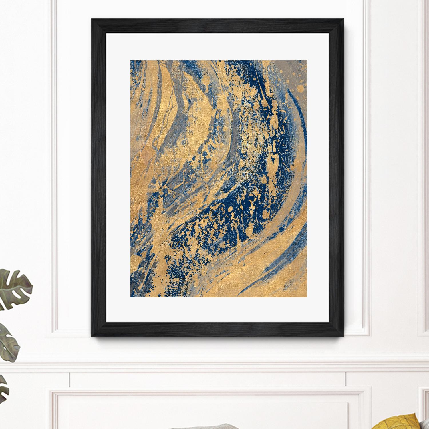 Blue And Gold Wave by Patricia Pinto on GIANT ART - abstract 