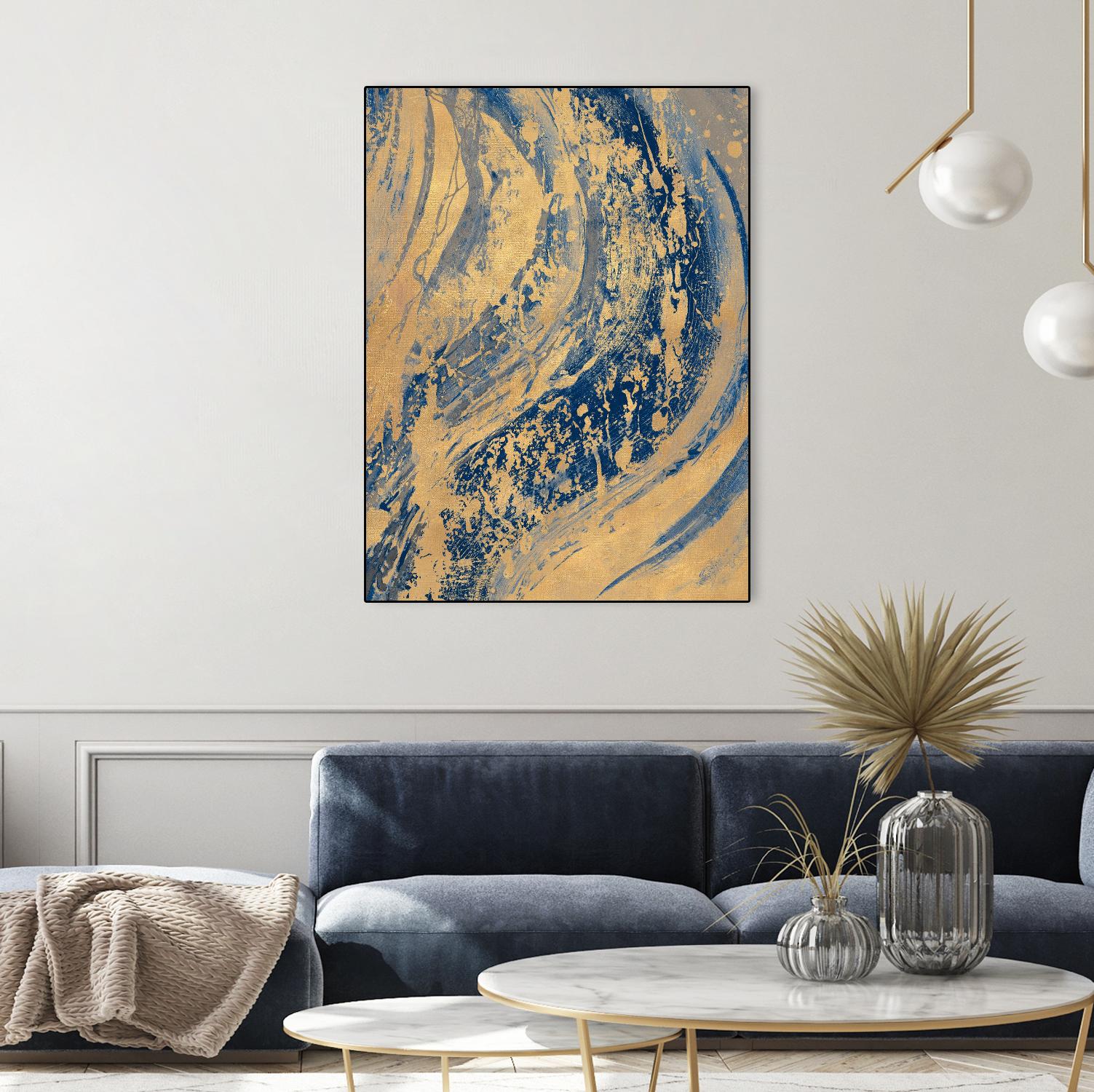 Blue And Gold Wave by Patricia Pinto on GIANT ART - abstract 