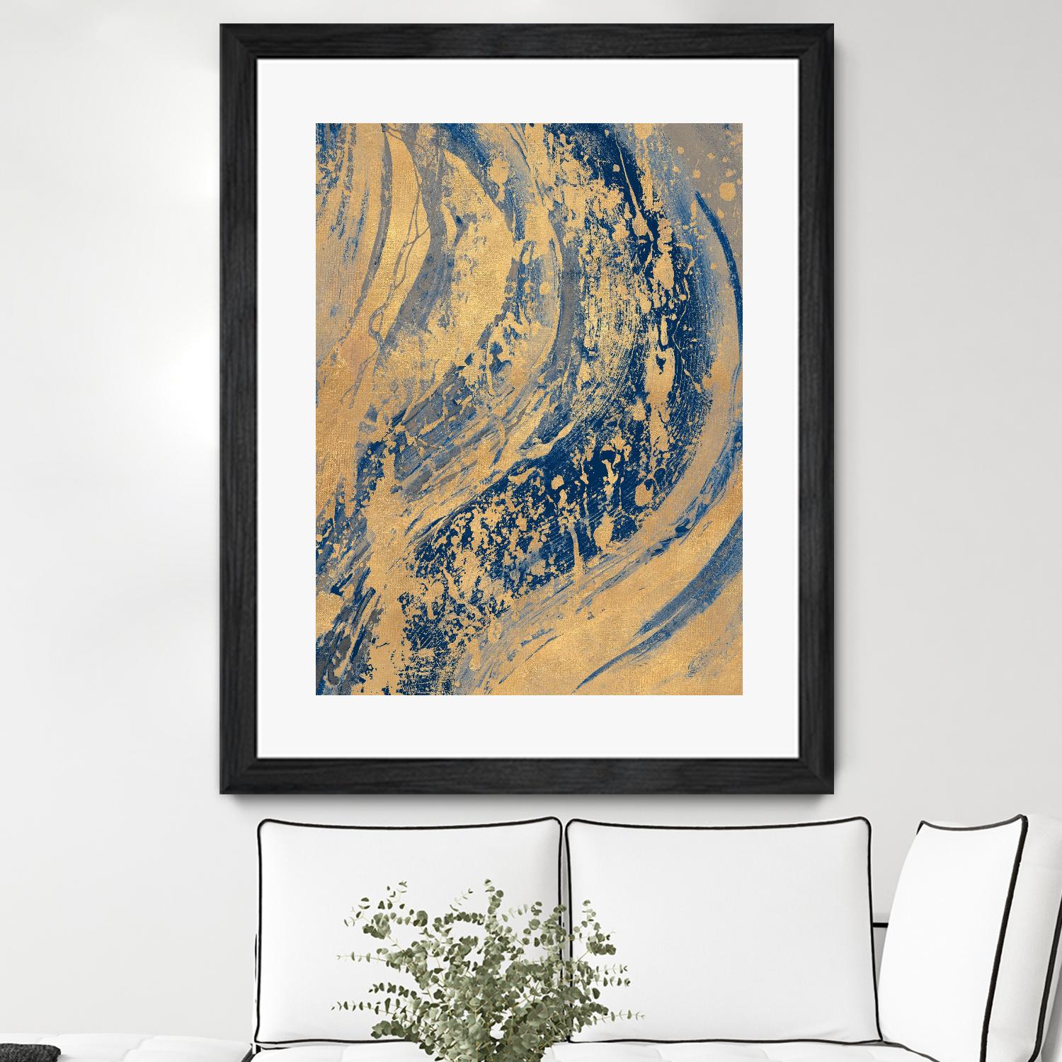 Blue And Gold Wave by Patricia Pinto on GIANT ART - abstract 