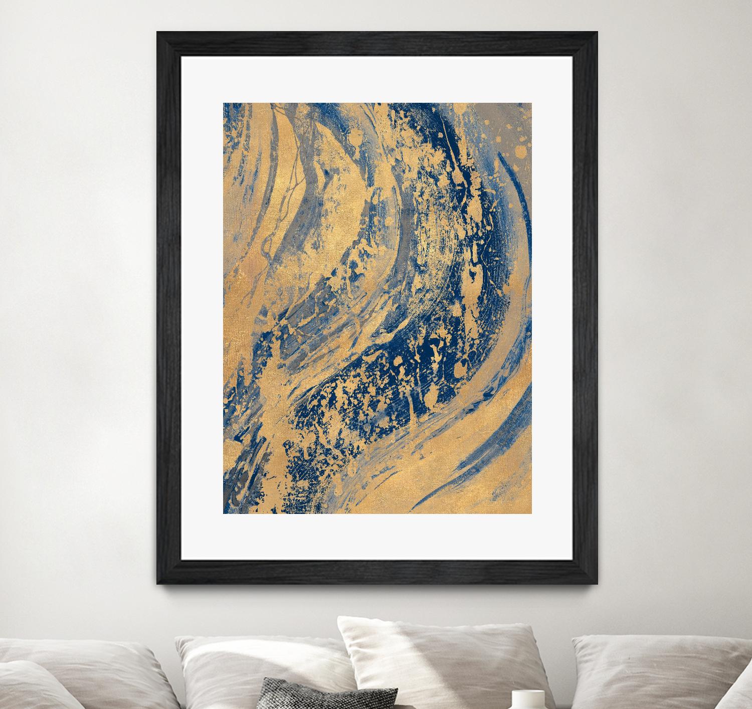Blue And Gold Wave by Patricia Pinto on GIANT ART - abstract 