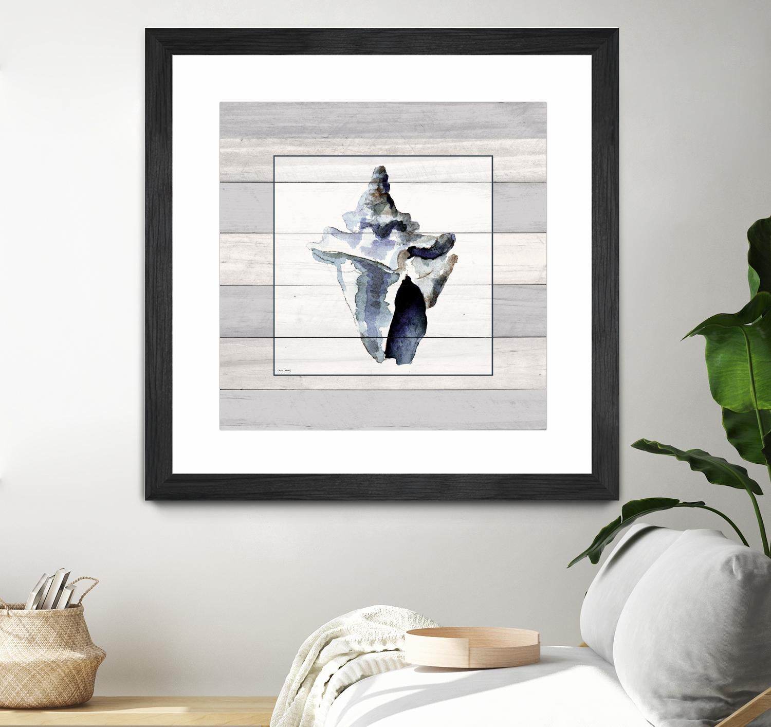 Muted Blue Sea Conch On Wood by Lanie Loreth on GIANT ART - coastal 