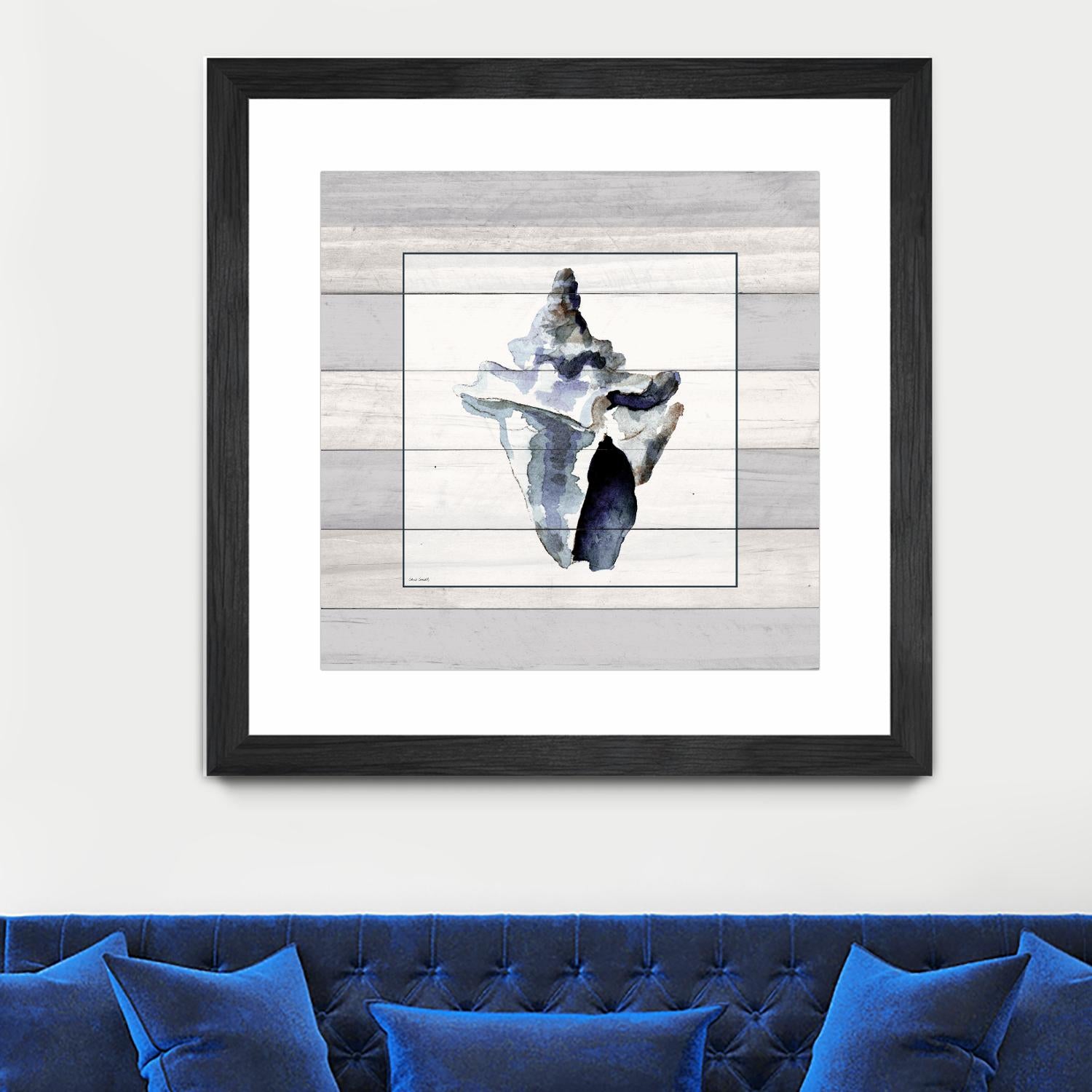 Muted Blue Sea Conch On Wood by Lanie Loreth on GIANT ART - coastal 