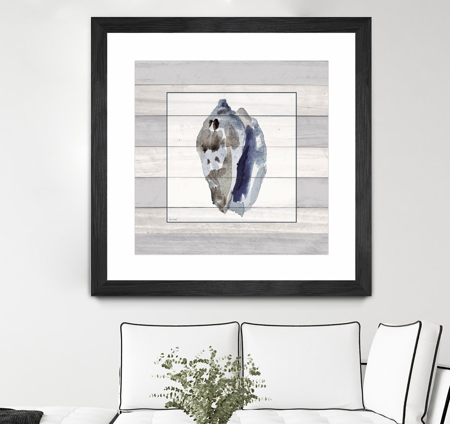 Muted Blue Conch on Wood by Lanie Loreth on GIANT ART - coastal 