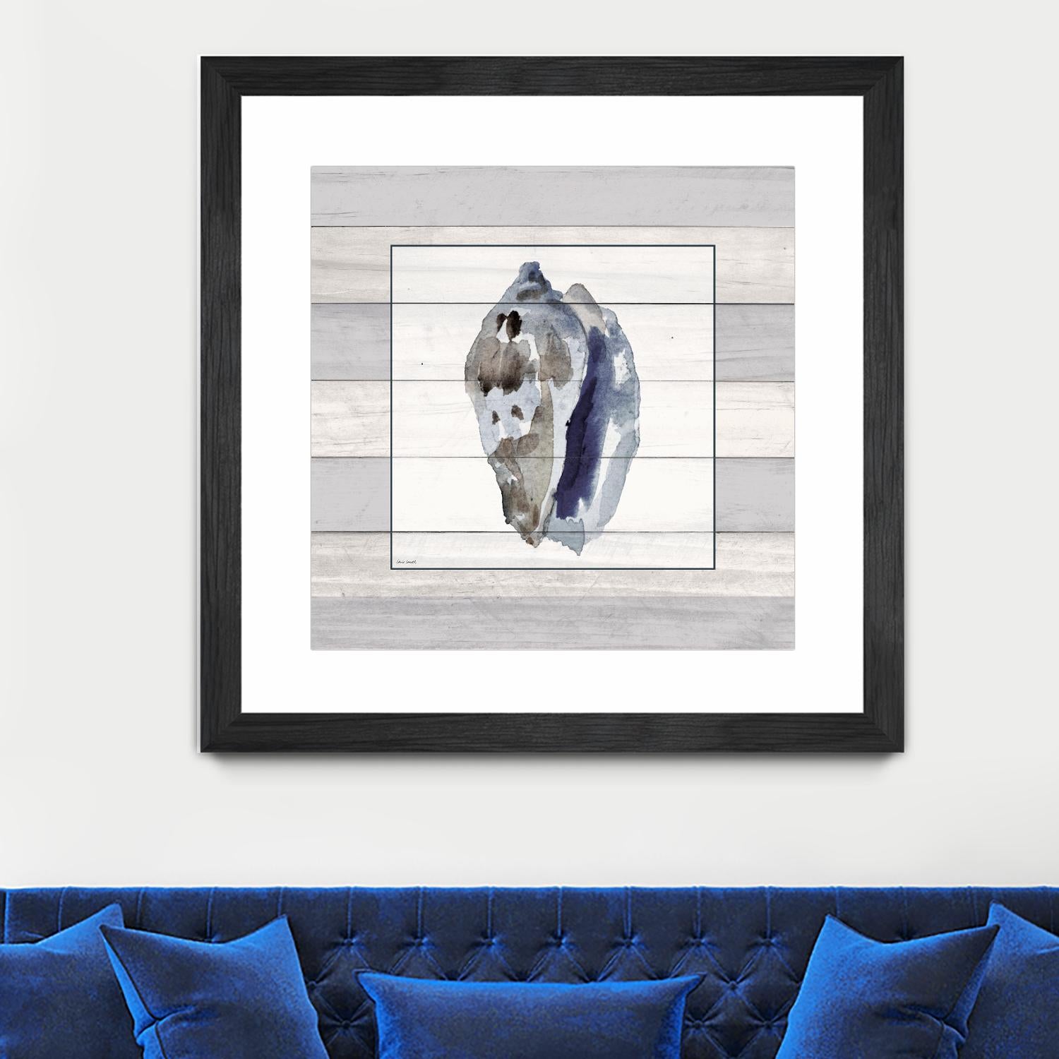 Muted Blue Conch on Wood by Lanie Loreth on GIANT ART - coastal 