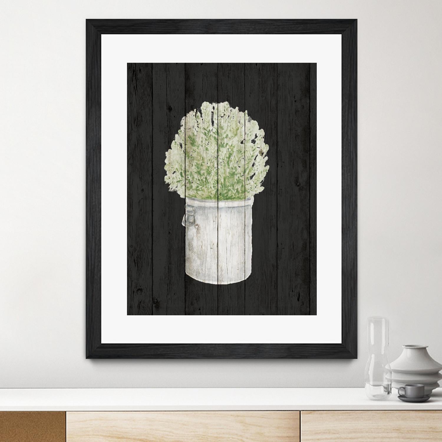Herbs on Black Wood II by Janice Gaynor on GIANT ART - farm 