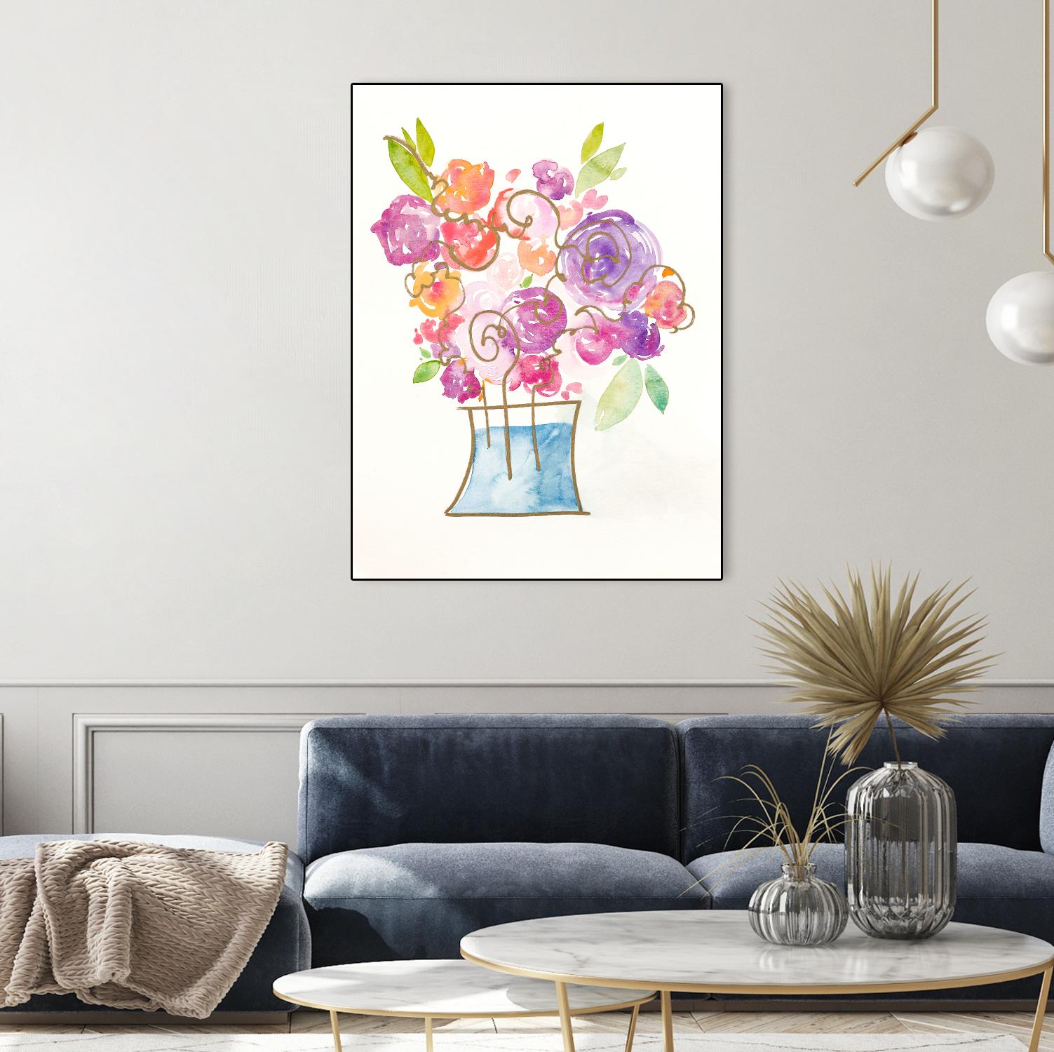 Pink and Purple Blooms II by Nola James on GIANT ART - pink floral